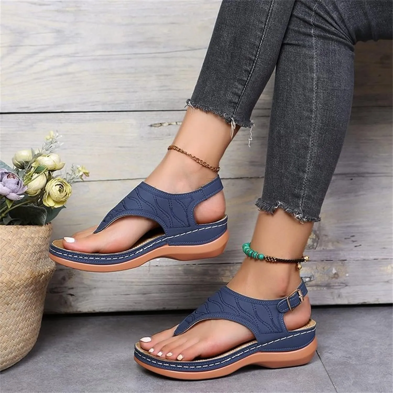 Ladmiple Orthotic Sandals For Women Plantar Fasciitis Arch Support Orthopedic Flip Flops Dressy Summer Comfortable Slides