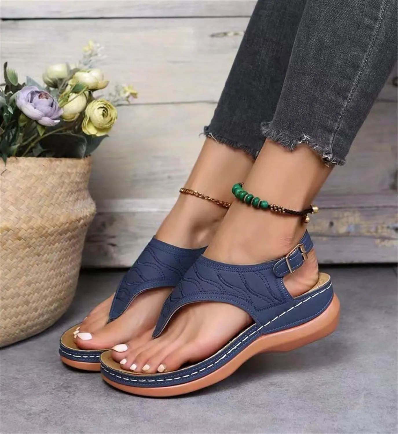 Ladmiple Orthotic Sandals For Women Plantar Fasciitis Arch Support Orthopedic Flip Flops Dressy Summer Comfortable Slides