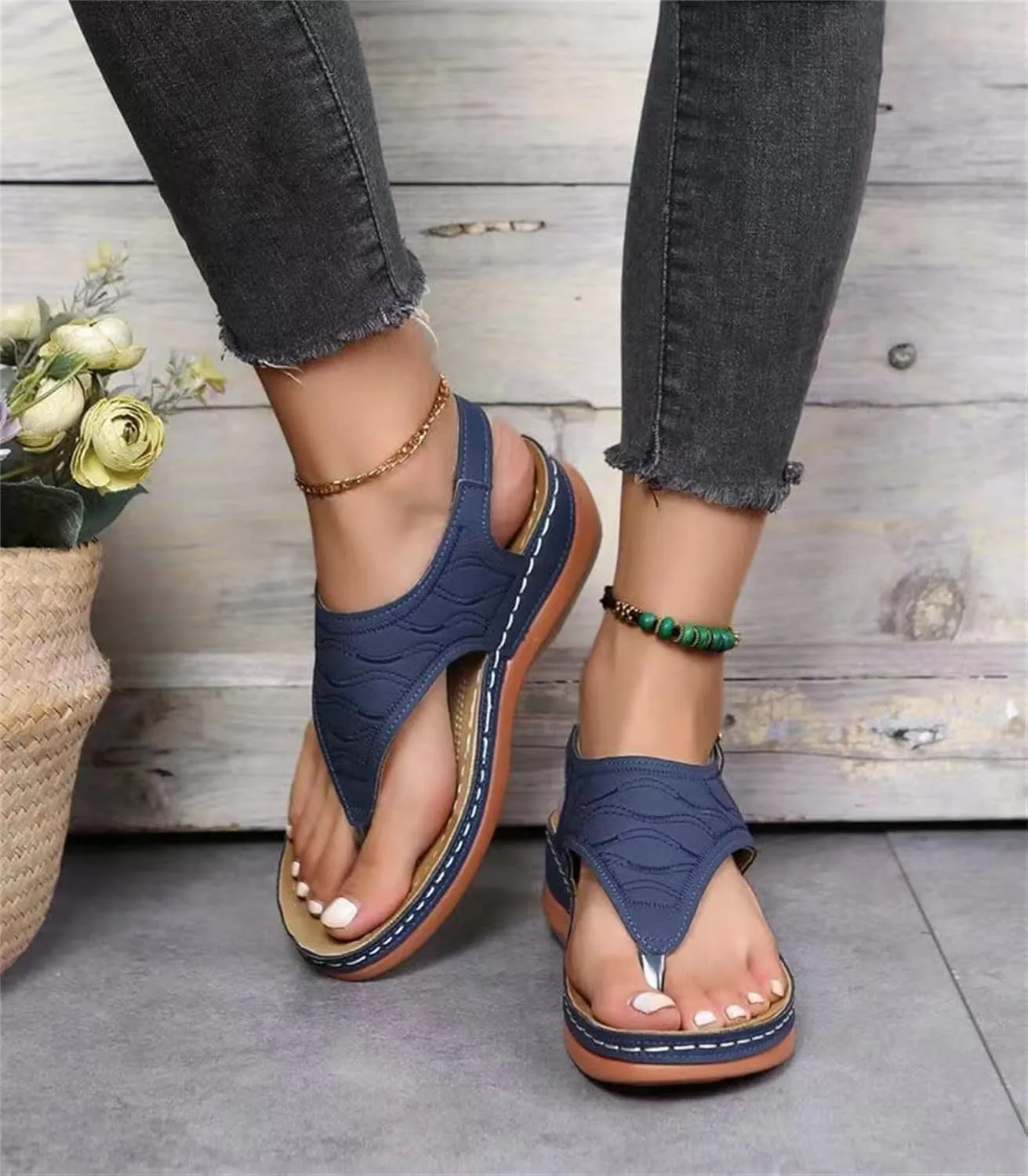 Ladmiple Orthotic Sandals For Women Plantar Fasciitis Arch Support Orthopedic Flip Flops Dressy Summer Comfortable Slides