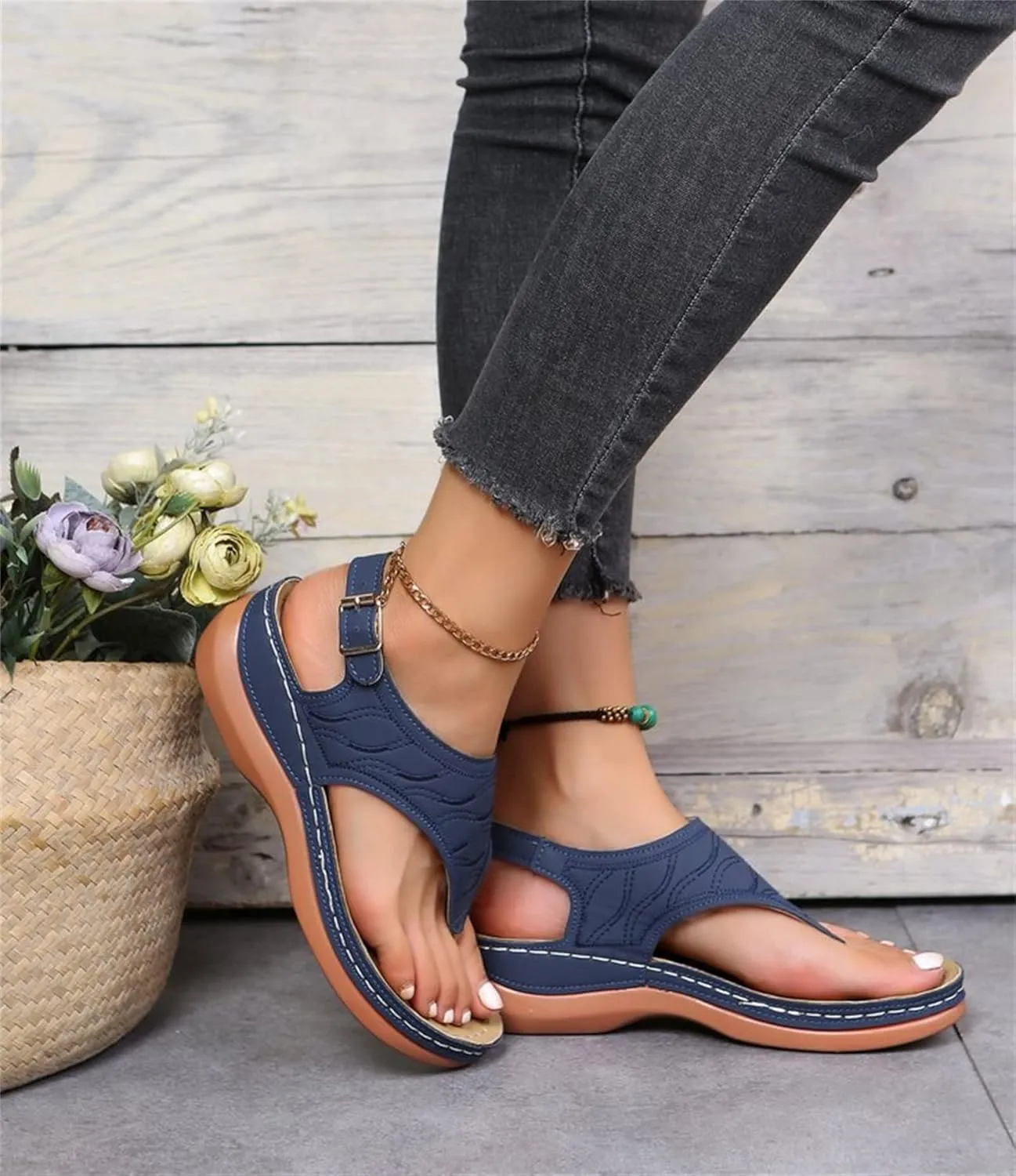 Ladmiple Orthotic Sandals For Women Plantar Fasciitis Arch Support Orthopedic Flip Flops Dressy Summer Comfortable Slides