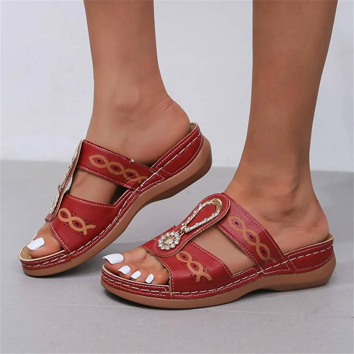 Ladmiple Sandals Women Beach Vacation Orthopedic Arch Support Flip Flops Soft Summer Dressy Comfortable Orthotic Slides 2024