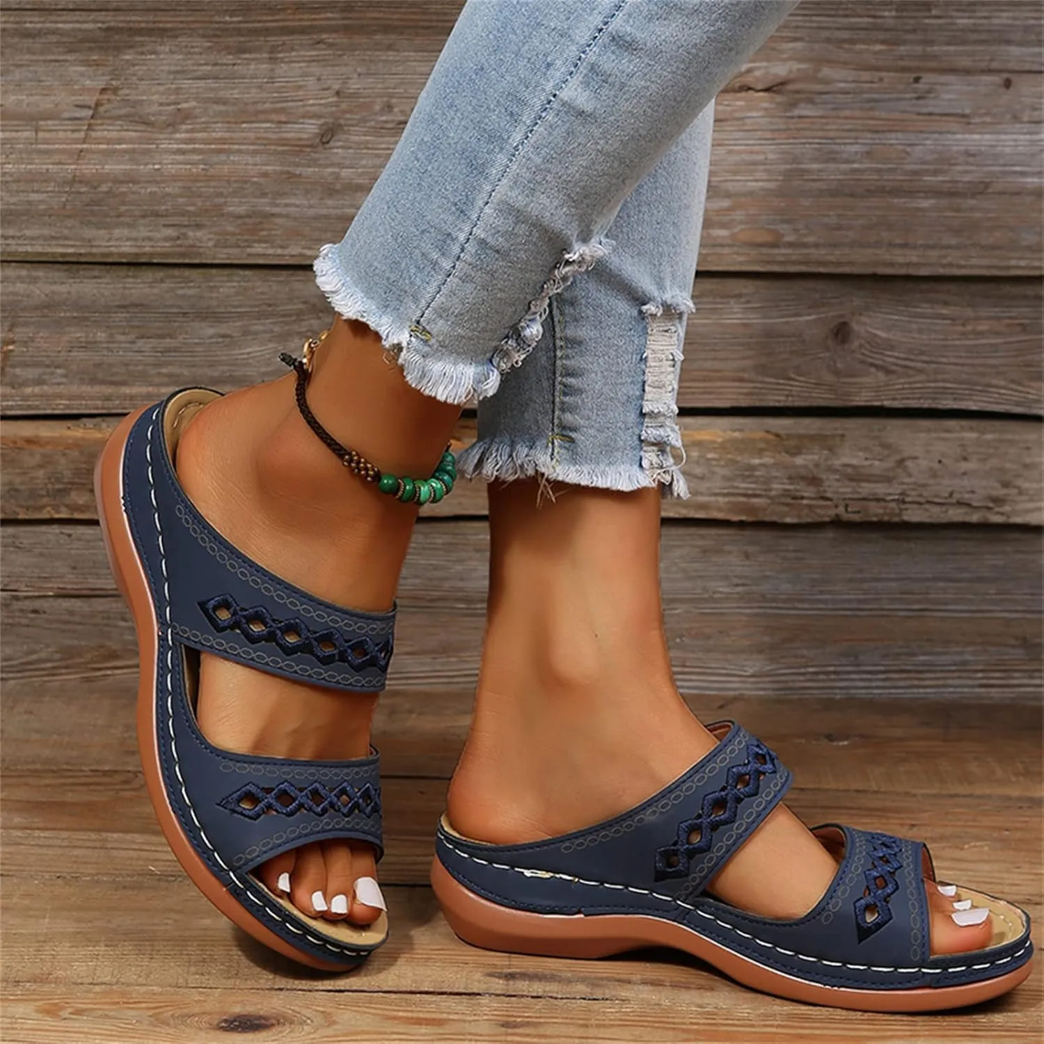 Ladmiple Sandals Women Comfortable Dressy Arch Support Orthopedic Slippers Summer Orthotic Flip Flops for Plantar Fasciitis