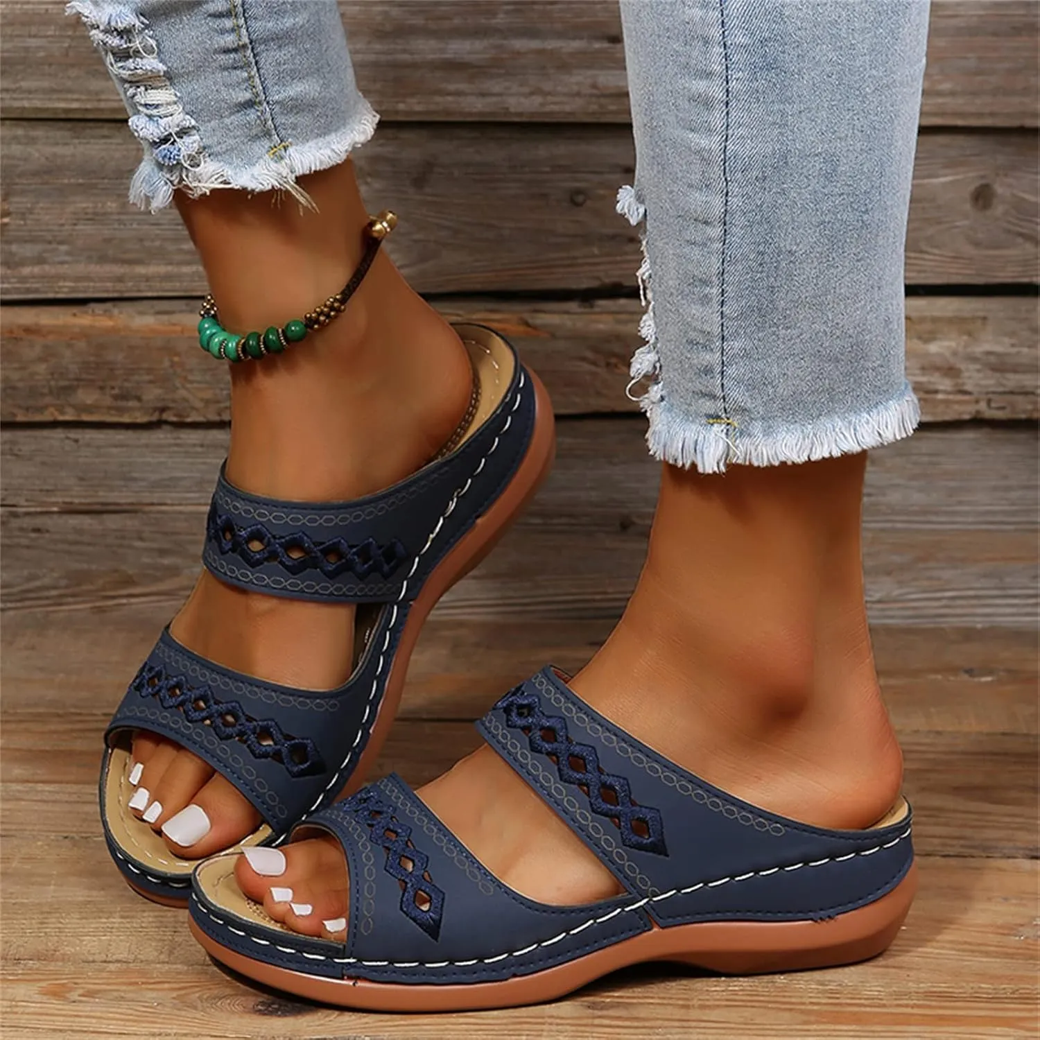 Ladmiple Sandals Women Comfortable Dressy Arch Support Orthopedic Slippers Summer Orthotic Flip Flops for Plantar Fasciitis