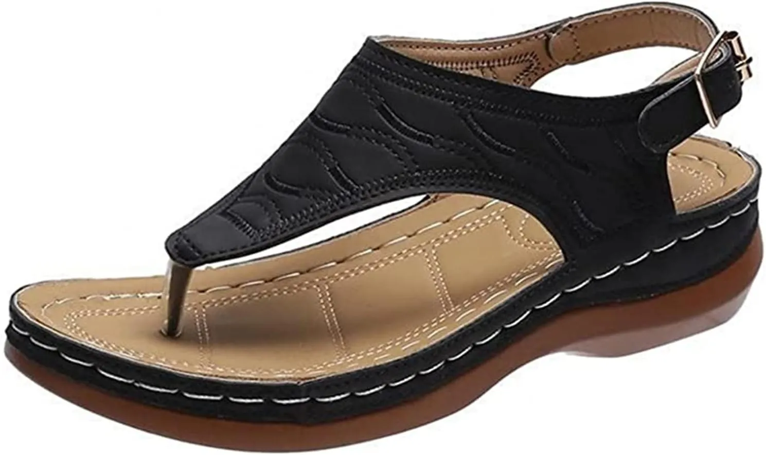 Ladmiple Sandals Women Comfortable Dressy Slip On Flat Sandals Fashion Orthotic Slides With Plantar Fasciitis Arch Support