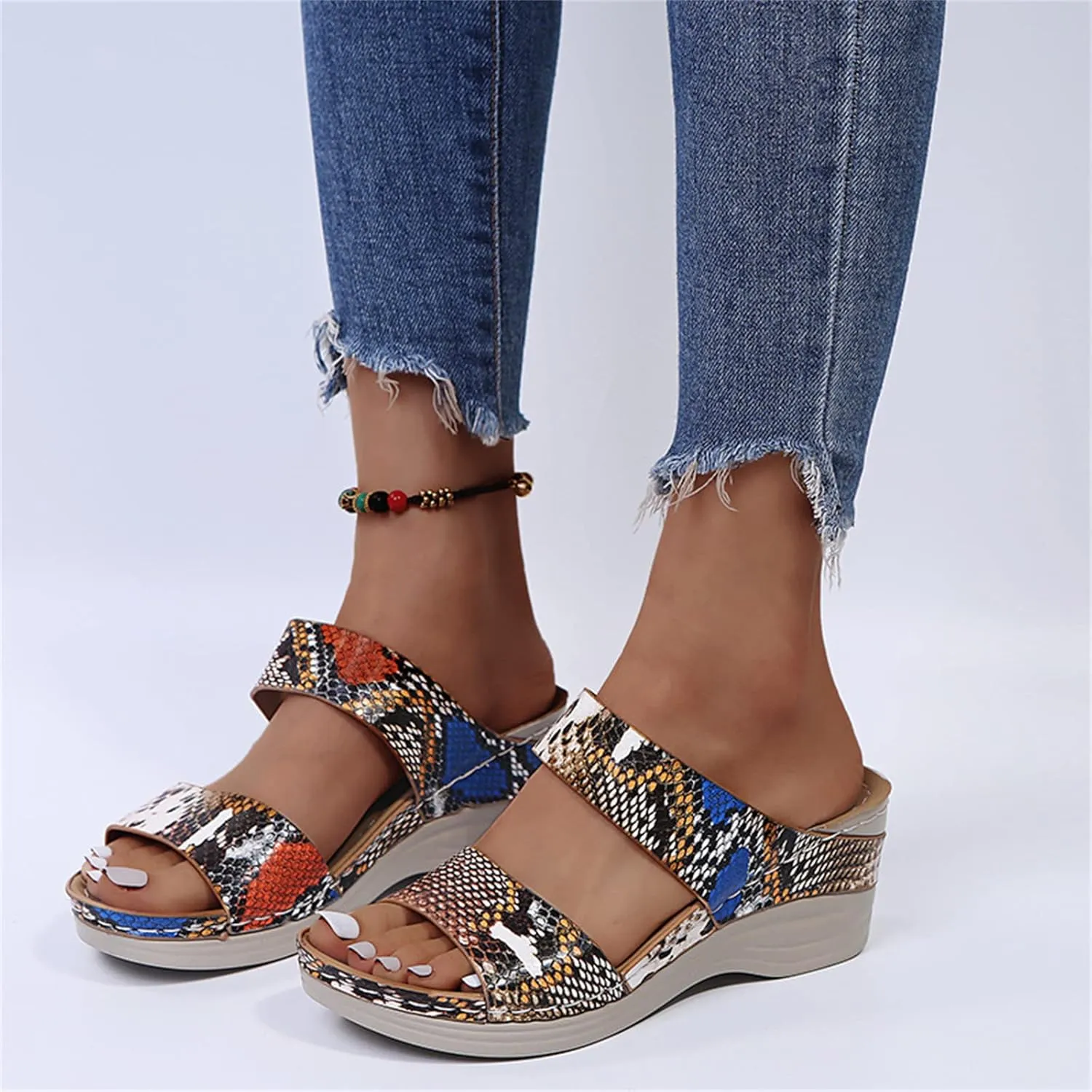 Ladmiple Sandals Women Comfortable Dressy Slip On Flat Sandals Orthotic Flips Flops Arch Support Orthopedic Slides