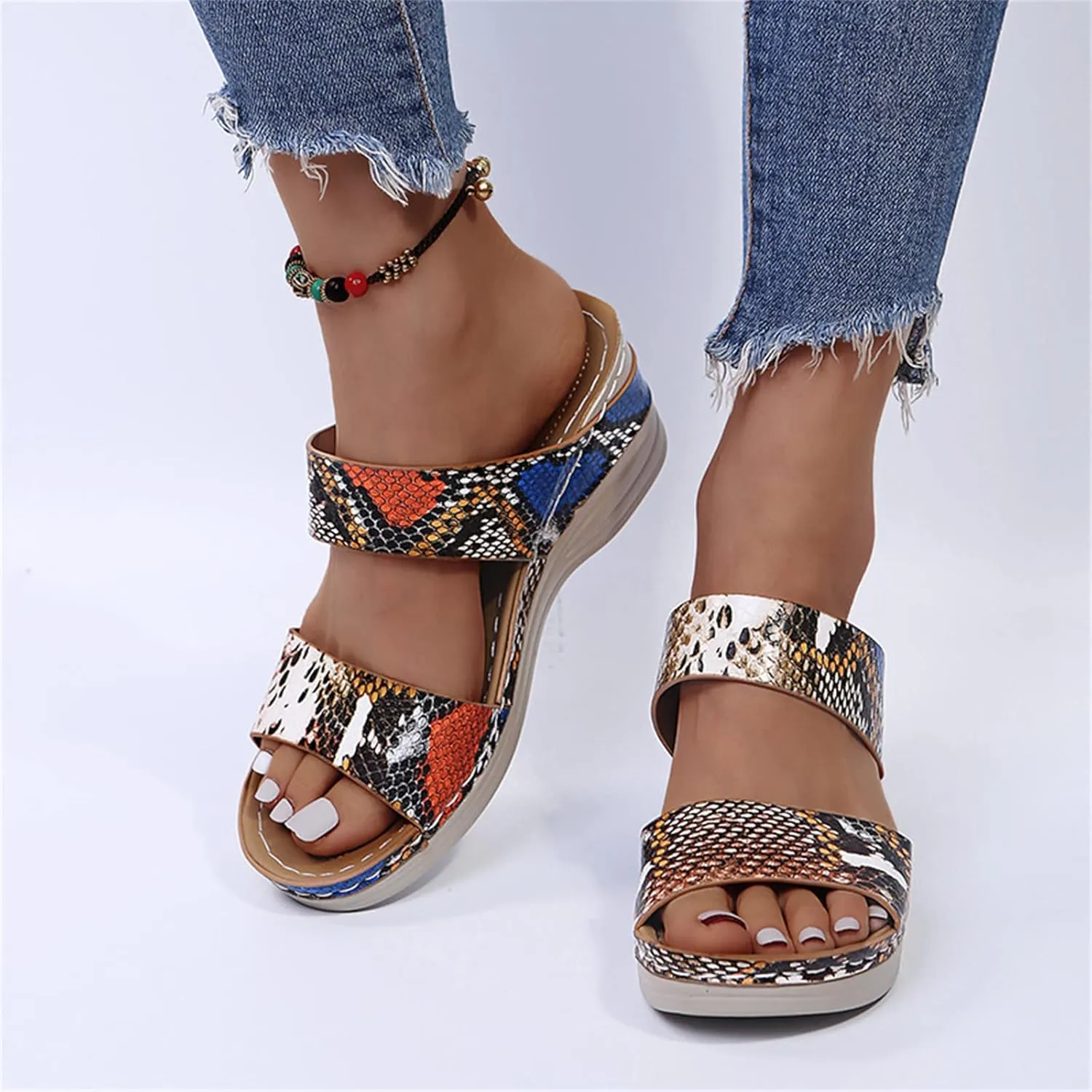 Ladmiple Sandals Women Comfortable Dressy Slip On Flat Sandals Orthotic Flips Flops Arch Support Orthopedic Slides