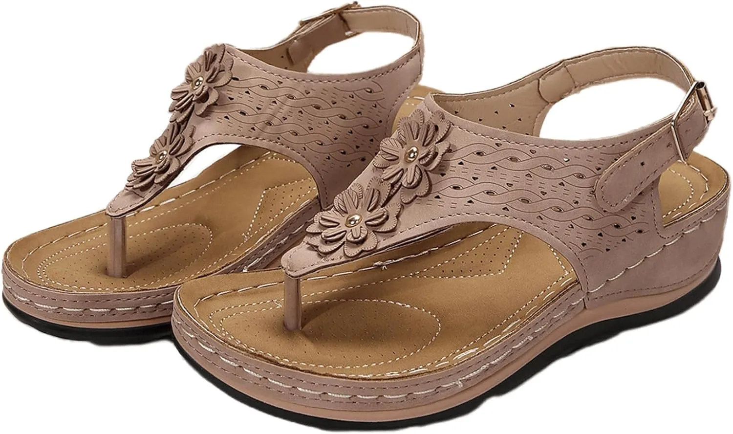 Ladmiple Sandals Women Dressy Comfortable Flat Orthopedic Walking Slides Slipper Summer Orthotic Flip Flops with Arch Support