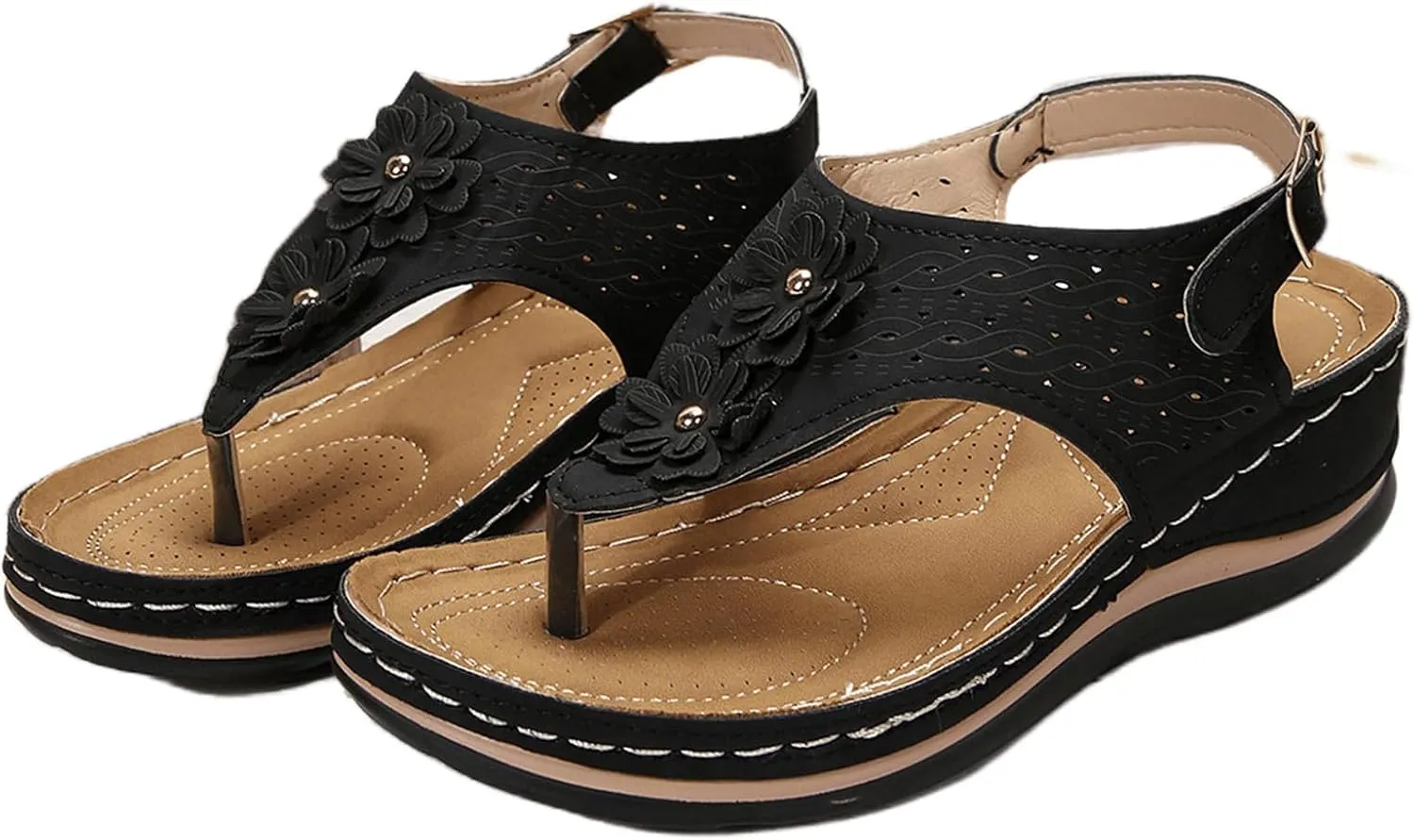 Ladmiple Sandals Women Dressy Comfortable Flat Orthopedic Walking Slides Slipper Summer Orthotic Flip Flops with Arch Support