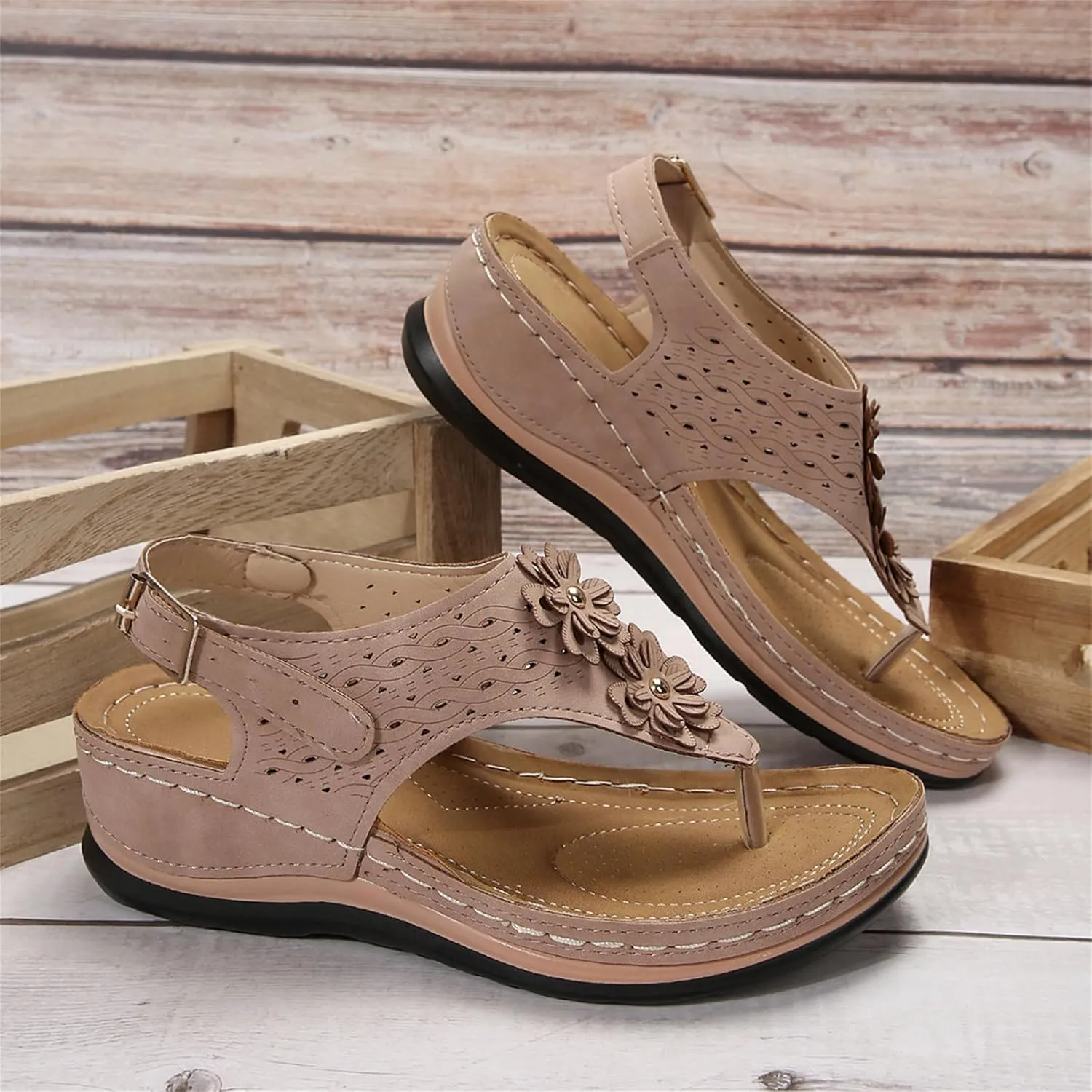 Ladmiple Sandals Women Dressy Comfortable Flat Orthopedic Walking Slides Slipper Summer Orthotic Flip Flops with Arch Support