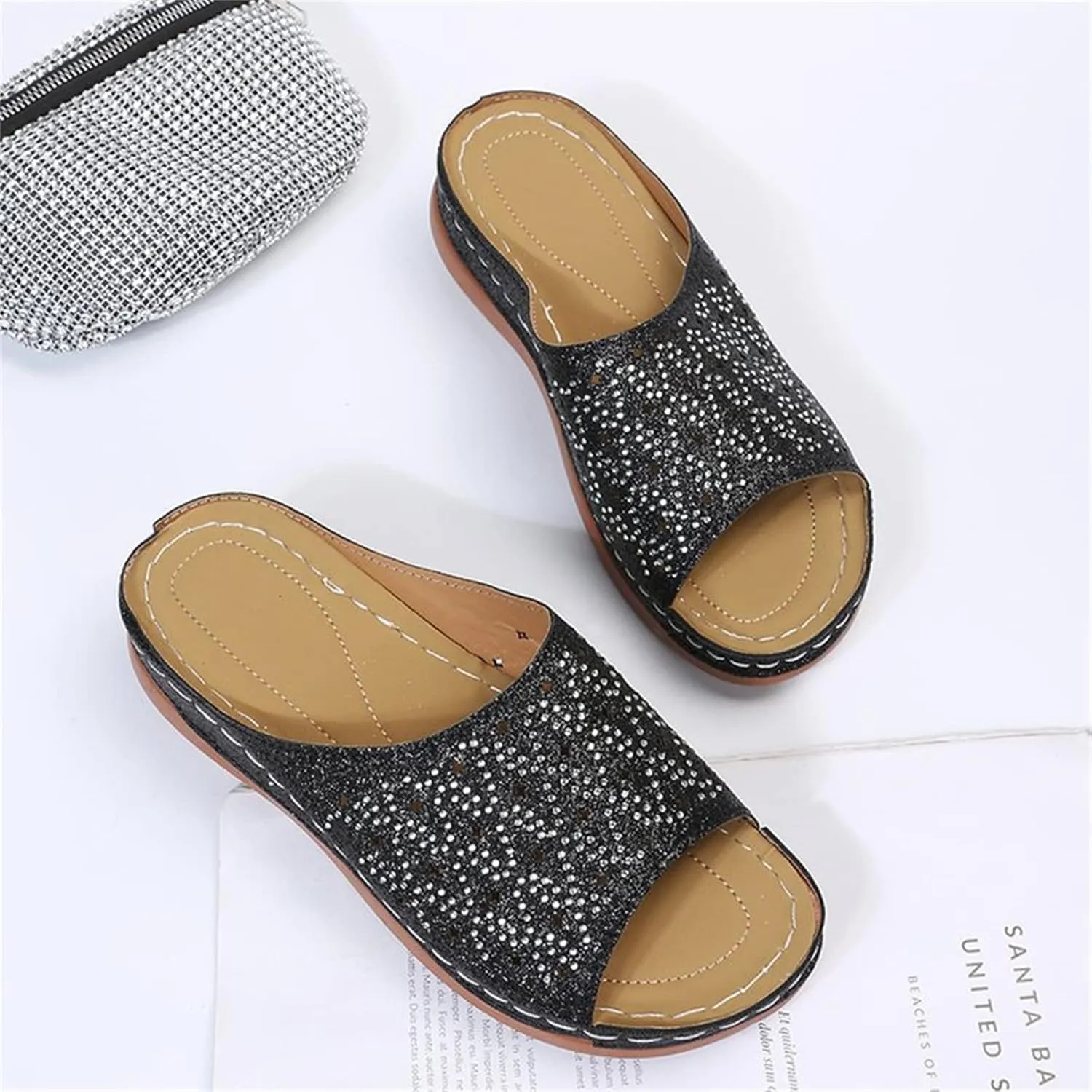 Ladmiple Sandals Women Dressy Comfortable Flat Orthotic Walking Slides Open Toe Arch Support Summer Orthopedic Flip Flops