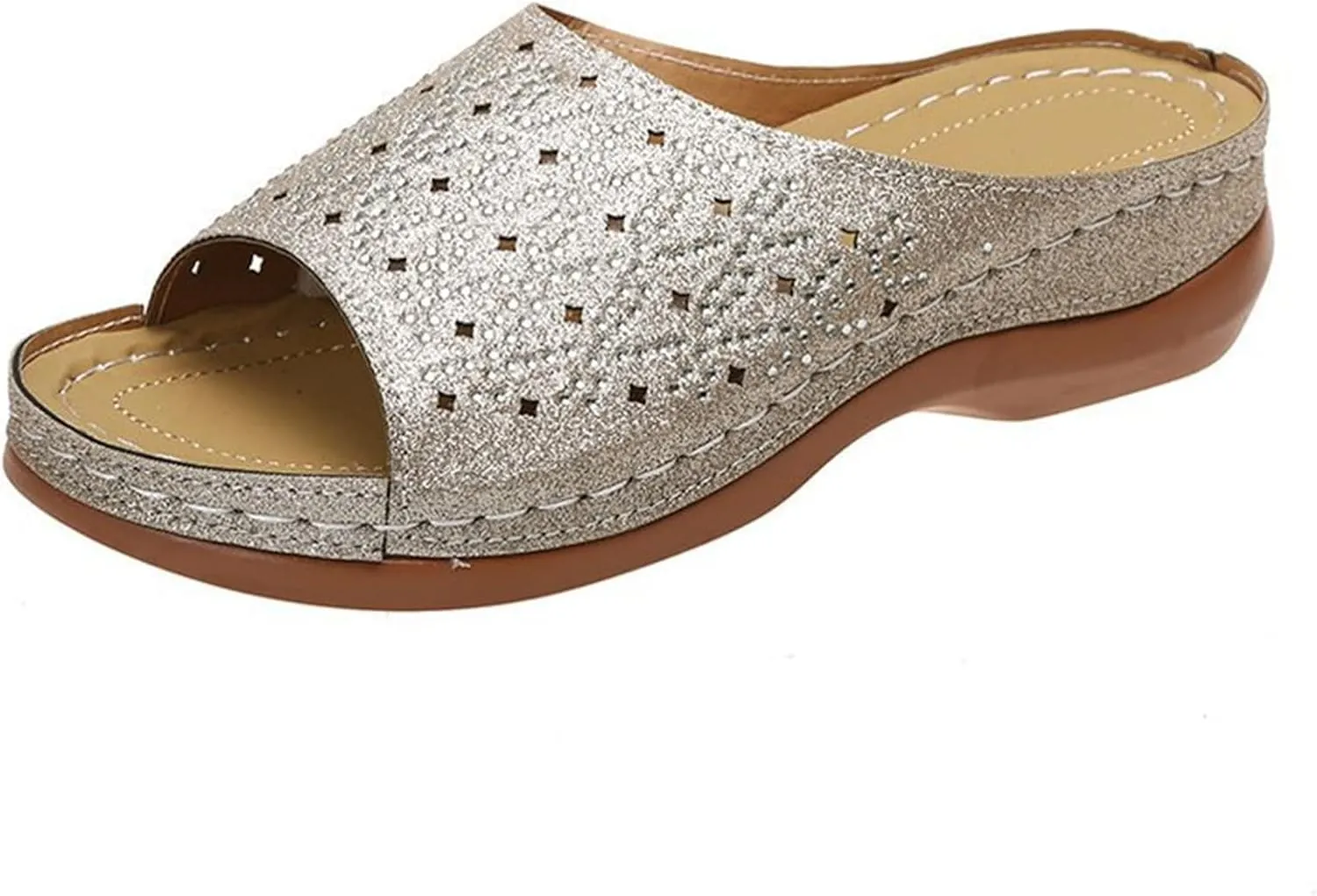 Ladmiple Sandals Women Dressy Comfortable Flat Orthotic Walking Slides Open Toe Arch Support Summer Orthopedic Flip Flops