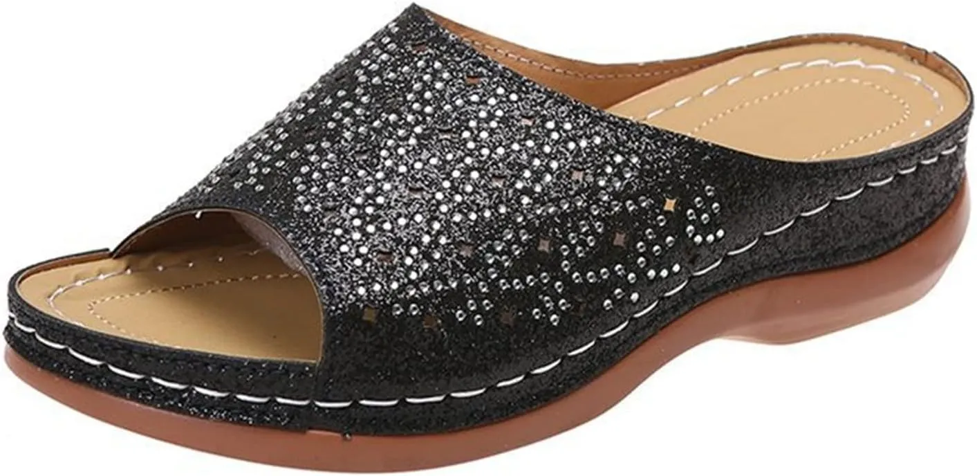 Ladmiple Sandals Women Dressy Comfortable Flat Orthotic Walking Slides Open Toe Arch Support Summer Orthopedic Flip Flops