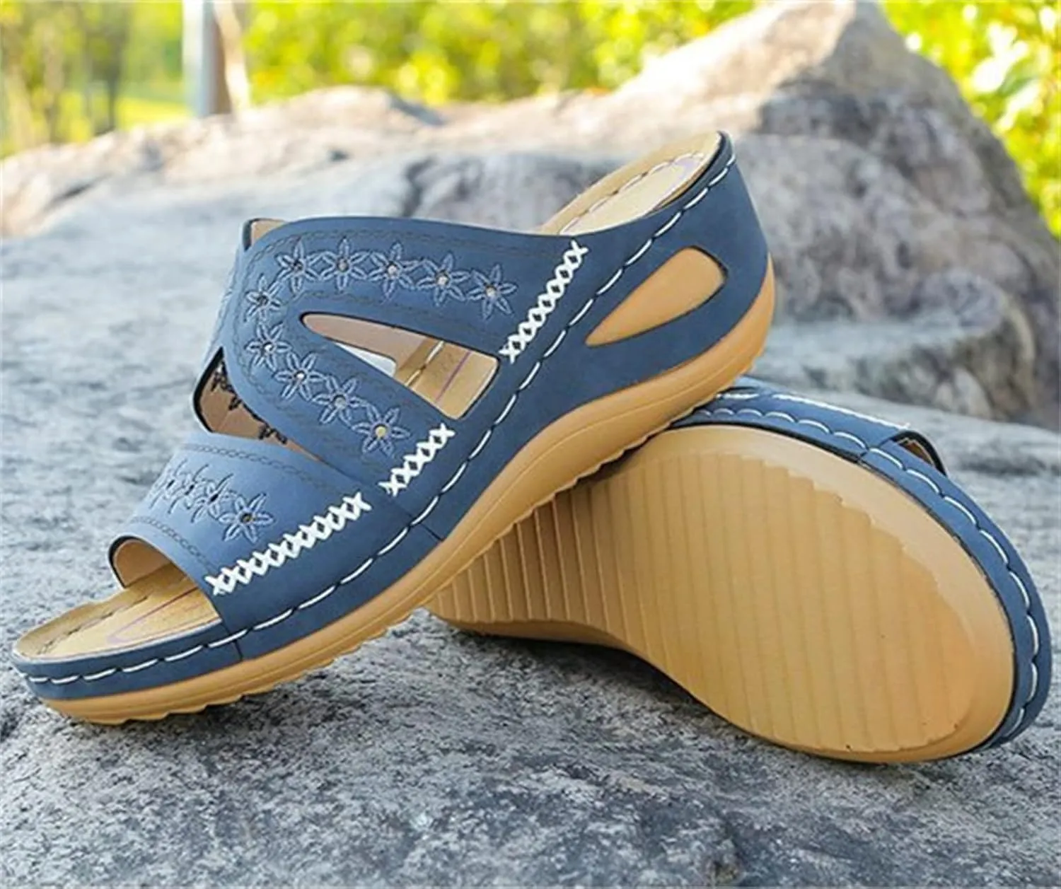 Ladmiple Sandals Women Dressy Summer Flat Walking Comfortable Slip On Orthotic Flip Flops Orthopedic Slides With Arch Support