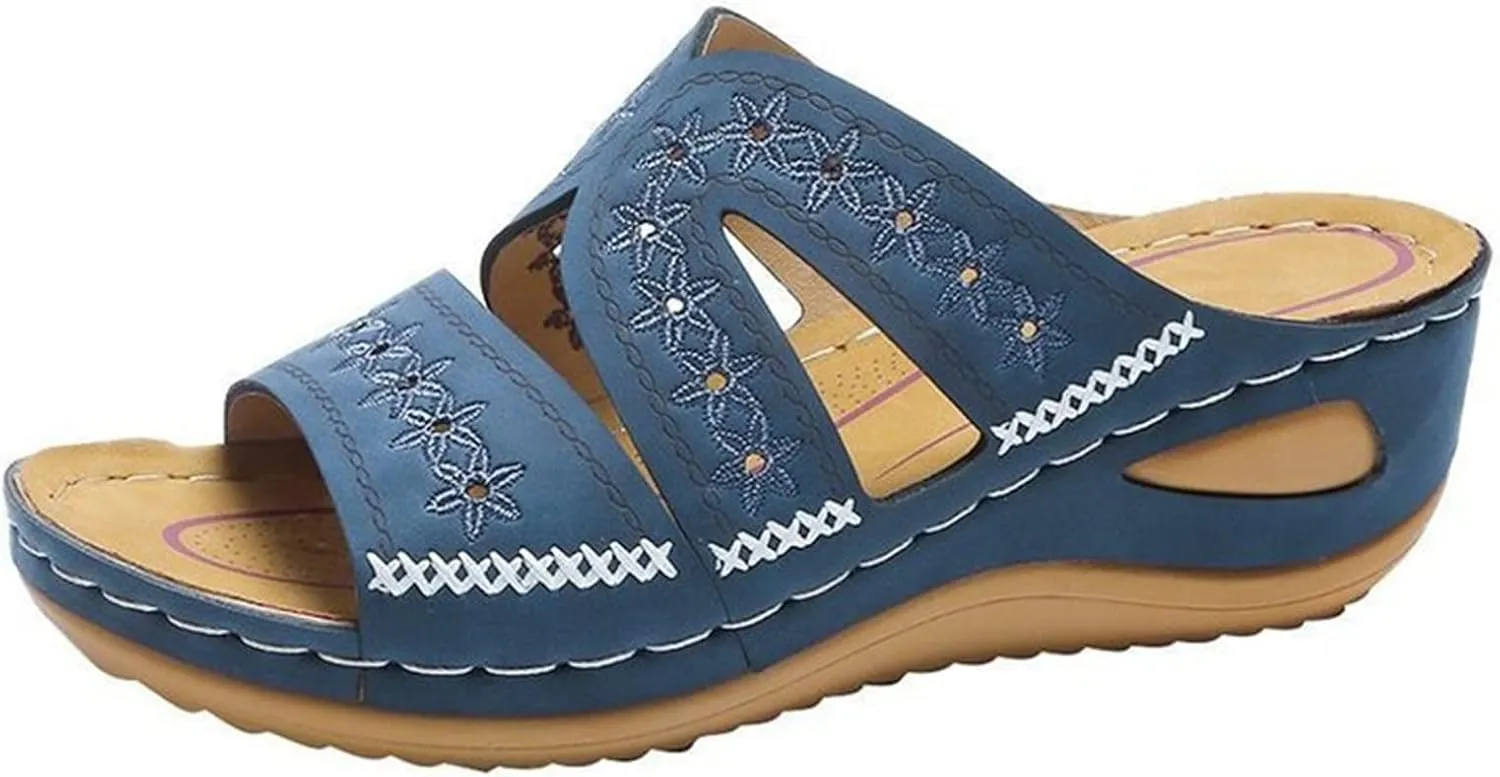 Ladmiple Sandals Women Dressy Summer Flat Walking Comfortable Slip On Orthotic Flip Flops Orthopedic Slides With Arch Support