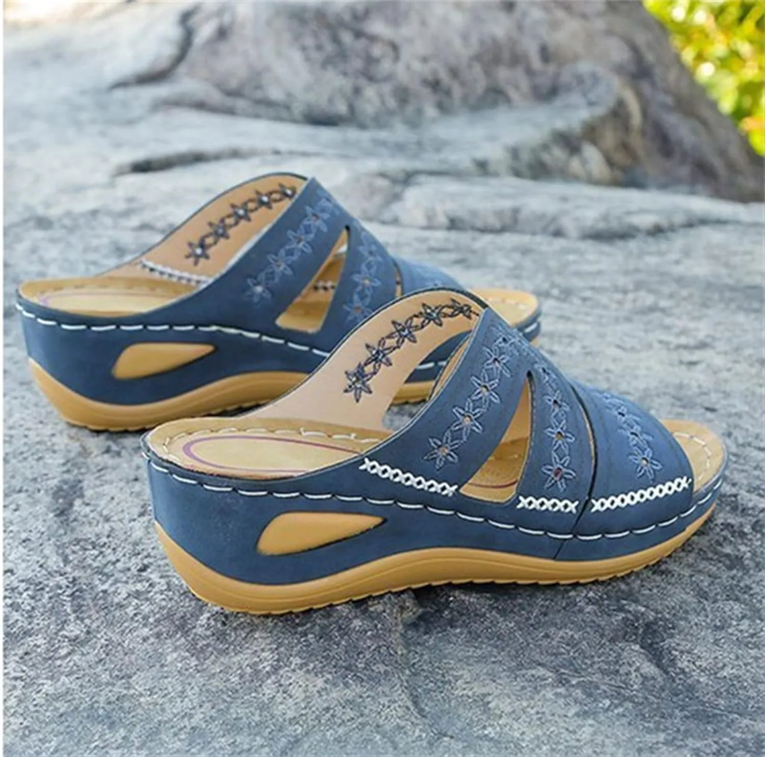 Ladmiple Sandals Women Dressy Summer Flat Walking Comfortable Slip On Orthotic Flip Flops Orthopedic Slides With Arch Support