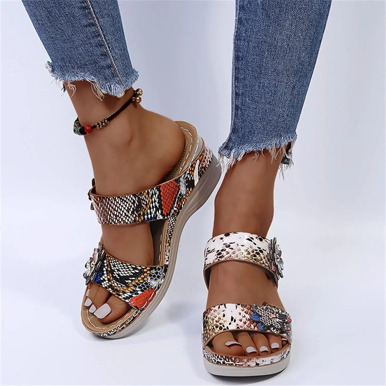 Ladmiple Sandals Women Dressy Summer Wedge Comfortable Orthopedic Slides Casual Slip On Orthotic Flip Flops With Arch Support