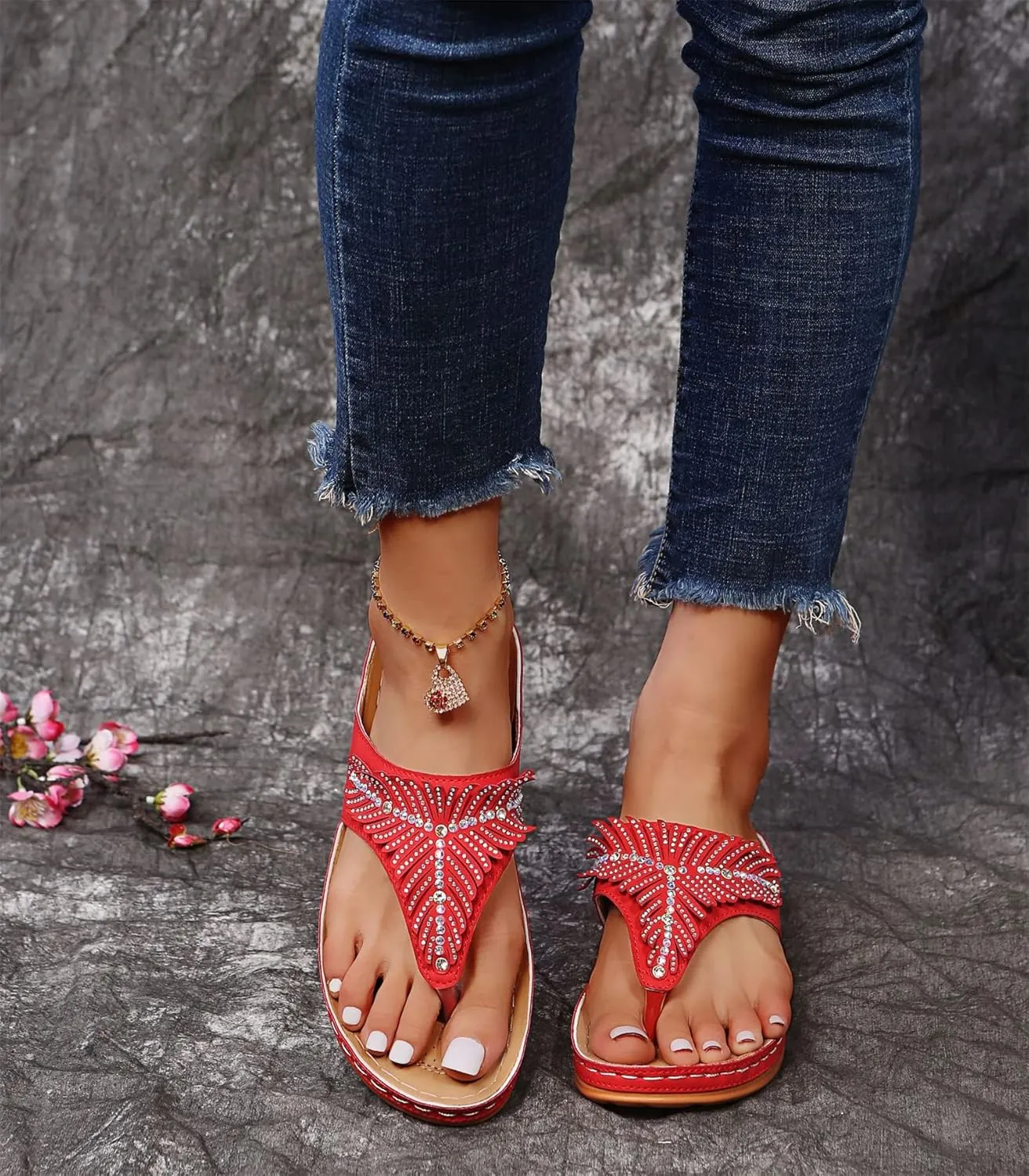 Ladmiple Sandals Women Dressy Summer Wedge Fashion Orthotic Slides Orthopedic Flip Flops With Plantar Fasciitis Arch Support