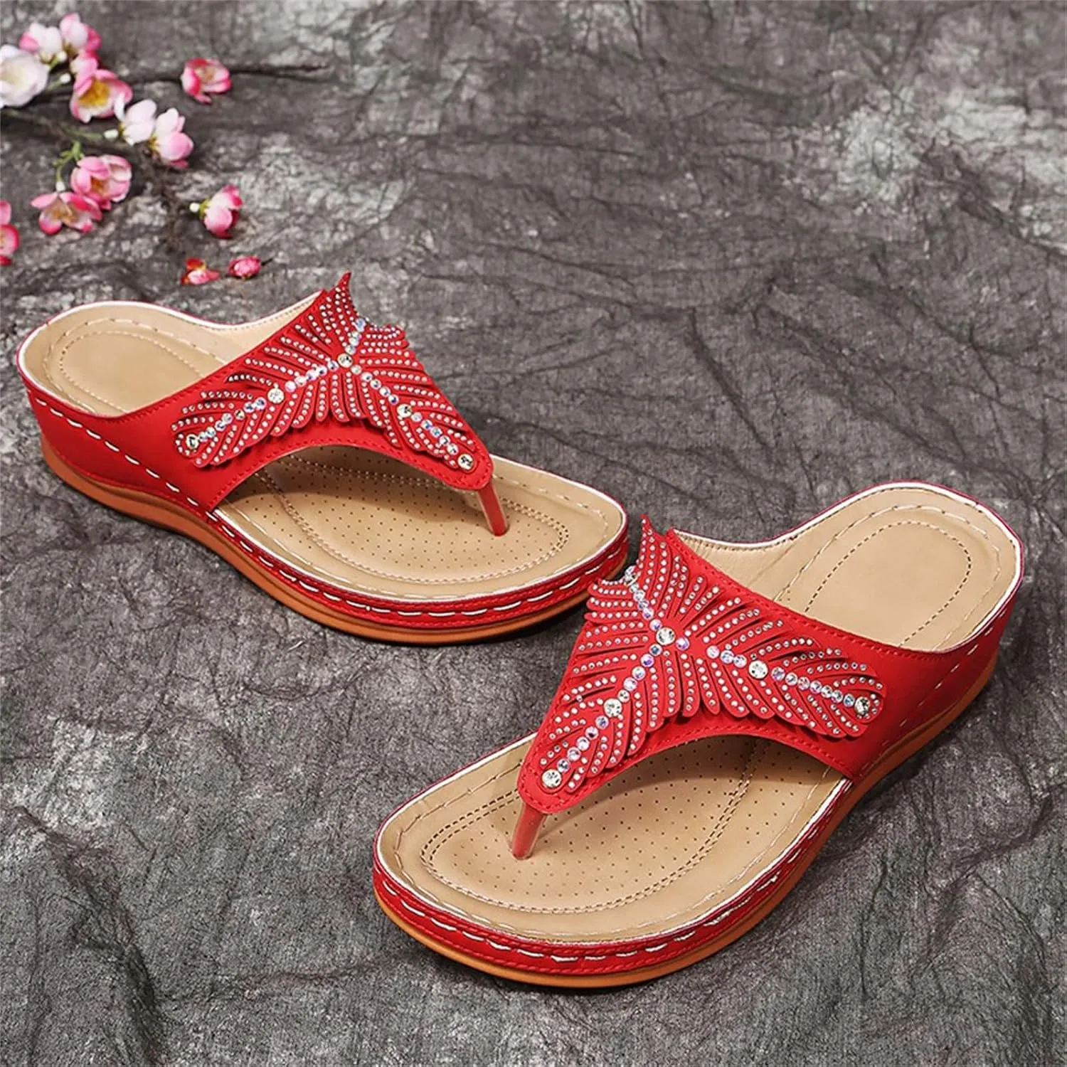 Ladmiple Sandals Women Dressy Summer Wedge Fashion Orthotic Slides Orthopedic Flip Flops With Plantar Fasciitis Arch Support