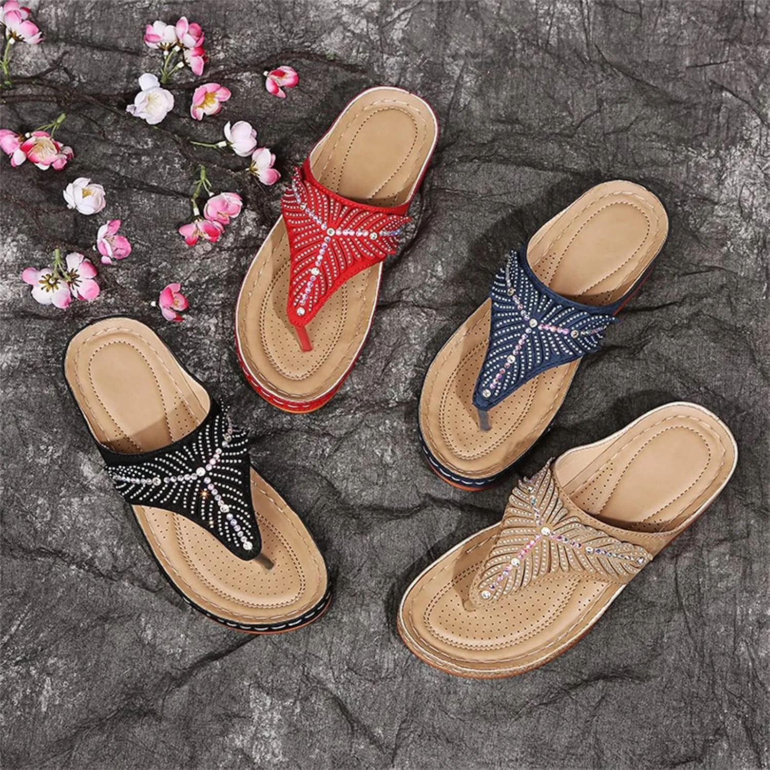 Ladmiple Sandals Women Dressy Summer Wedge Fashion Orthotic Slides Orthopedic Flip Flops With Plantar Fasciitis Arch Support
