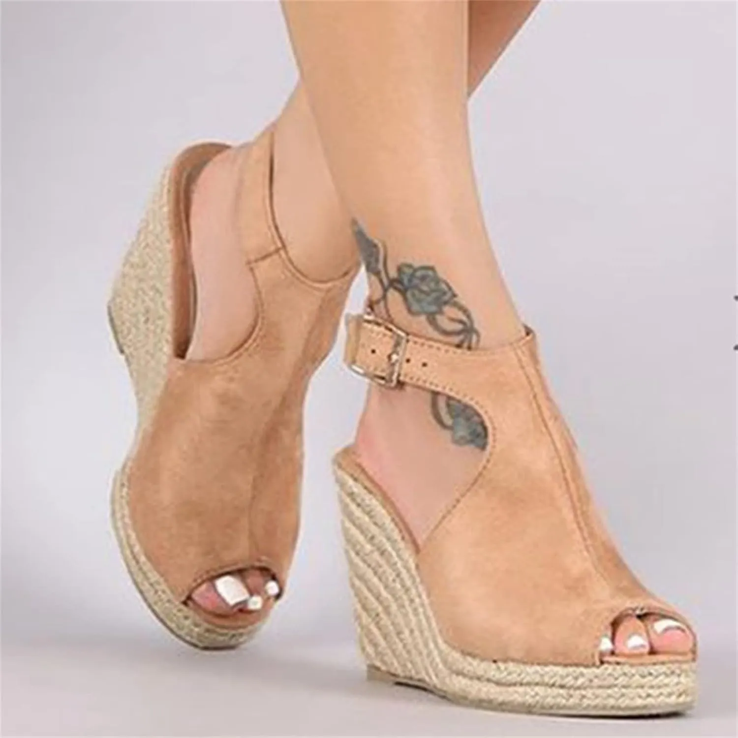 Ladmiple Summer Sandals for Women 2023 Dressy Espadrilles Wedge Shoes Open Toe Wedges Casual Travel Comfy Slip On Sandal
