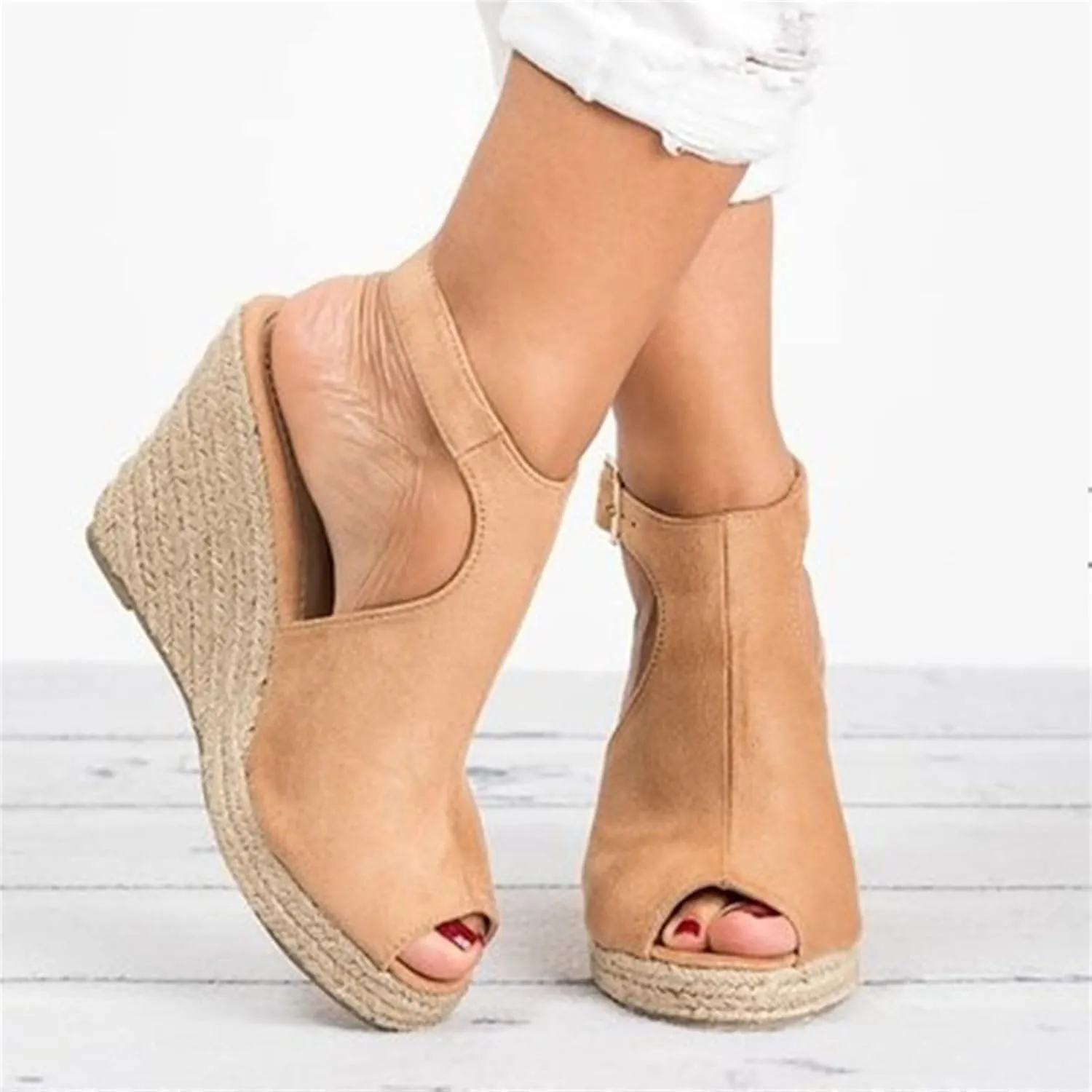 Ladmiple Summer Sandals for Women 2023 Dressy Espadrilles Wedge Shoes Open Toe Wedges Casual Travel Comfy Slip On Sandal