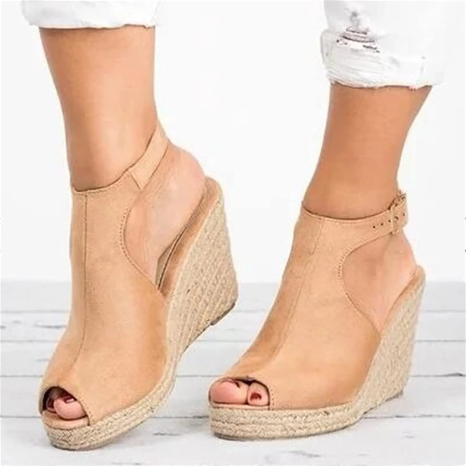 Ladmiple Summer Sandals for Women 2023 Dressy Espadrilles Wedge Shoes Open Toe Wedges Casual Travel Comfy Slip On Sandal