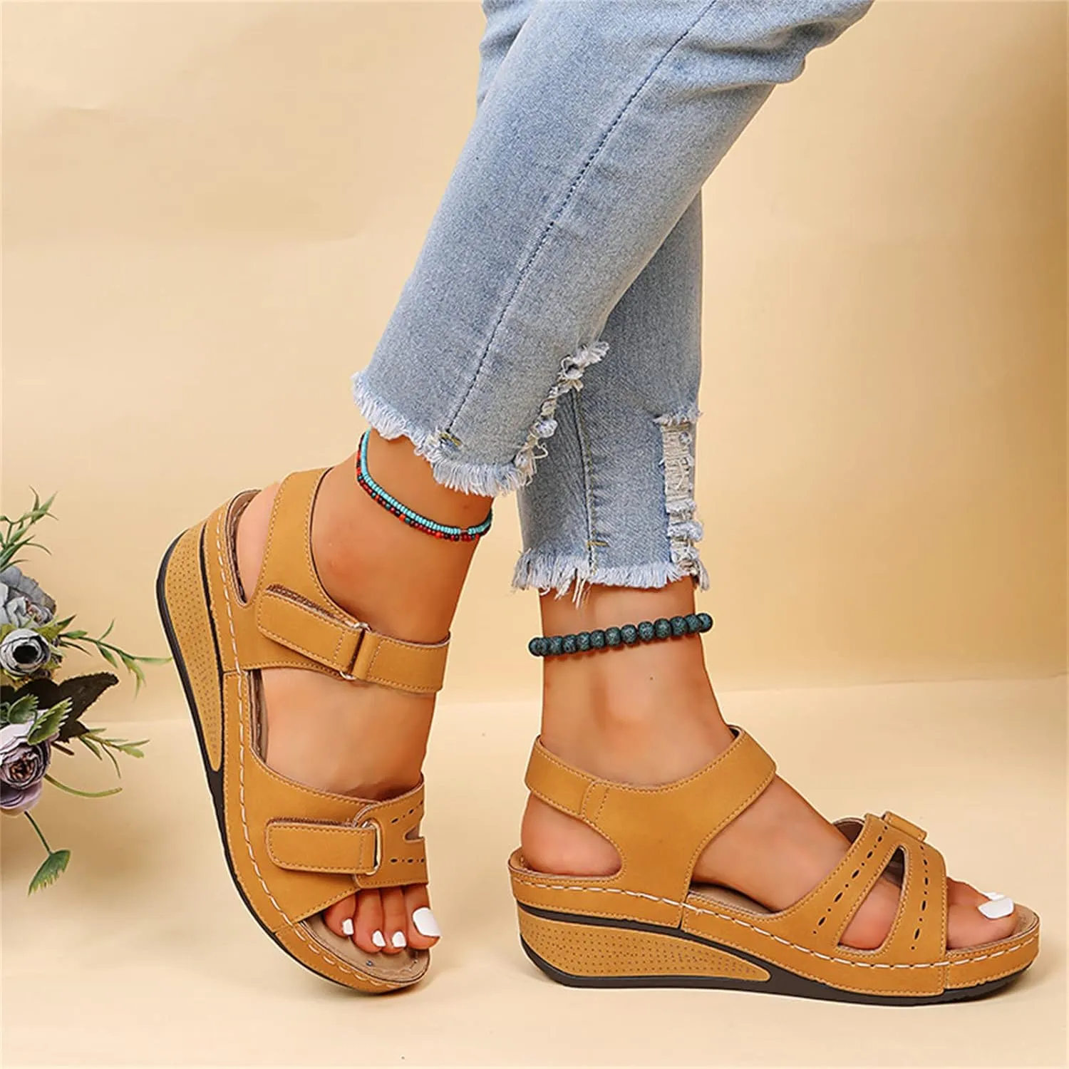 Ladmiple Women's Sandals Comfortable Dressy Orthotic Walking Slides Open Toe Arch Support Summer Orthopedic Flip Flops 2024