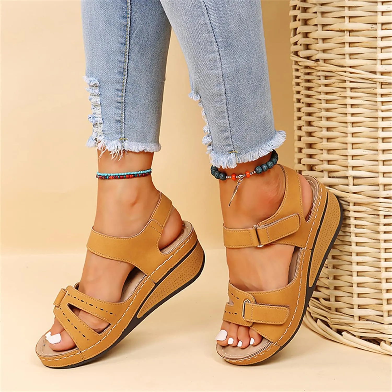 Ladmiple Women's Sandals Comfortable Dressy Orthotic Walking Slides Open Toe Arch Support Summer Orthopedic Flip Flops 2024