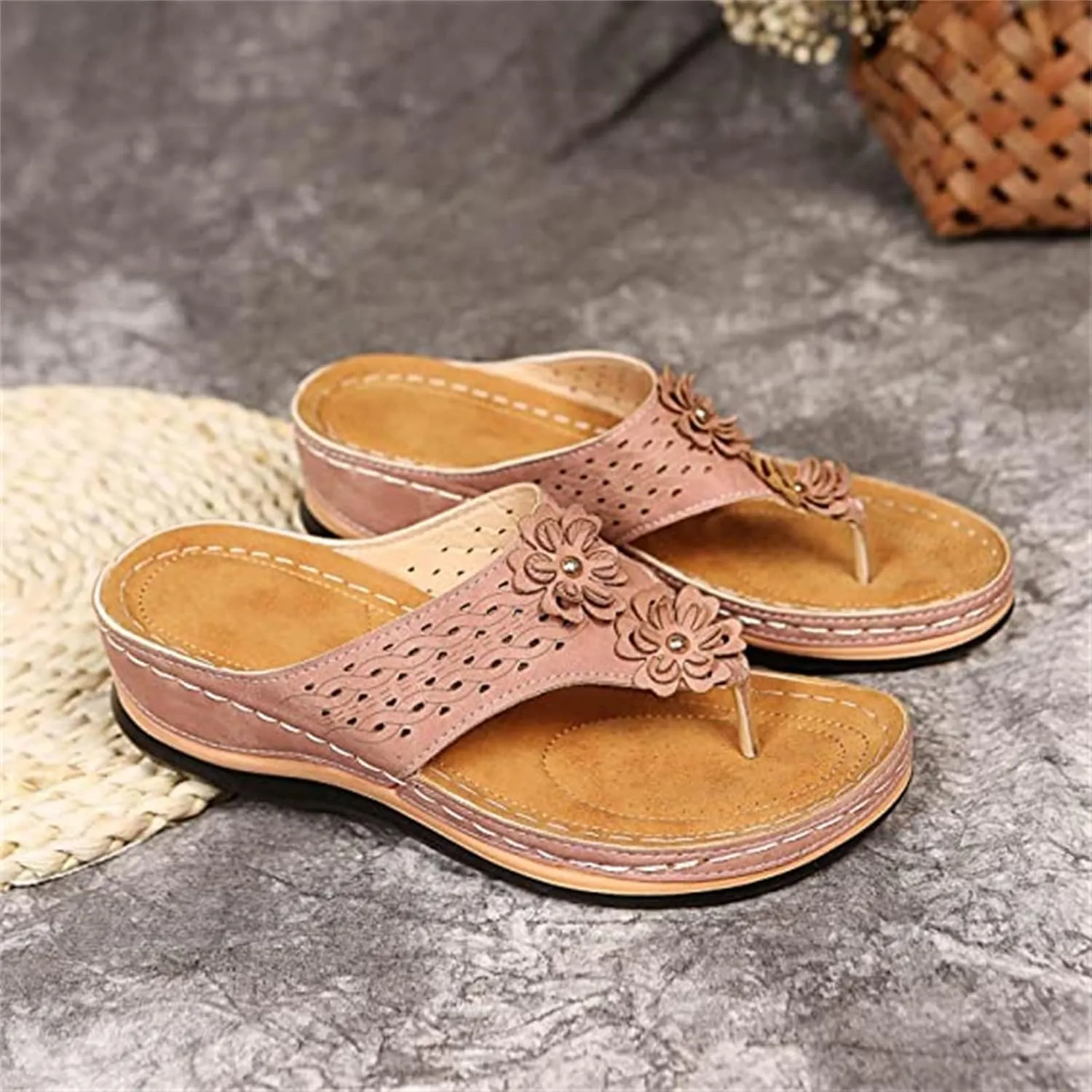 Ladmiple Women's Sandals Comfortable With Arch Support Orthopedic Thong Flip Flops Soft Summer Shoes Dressy Orthotic Slides
