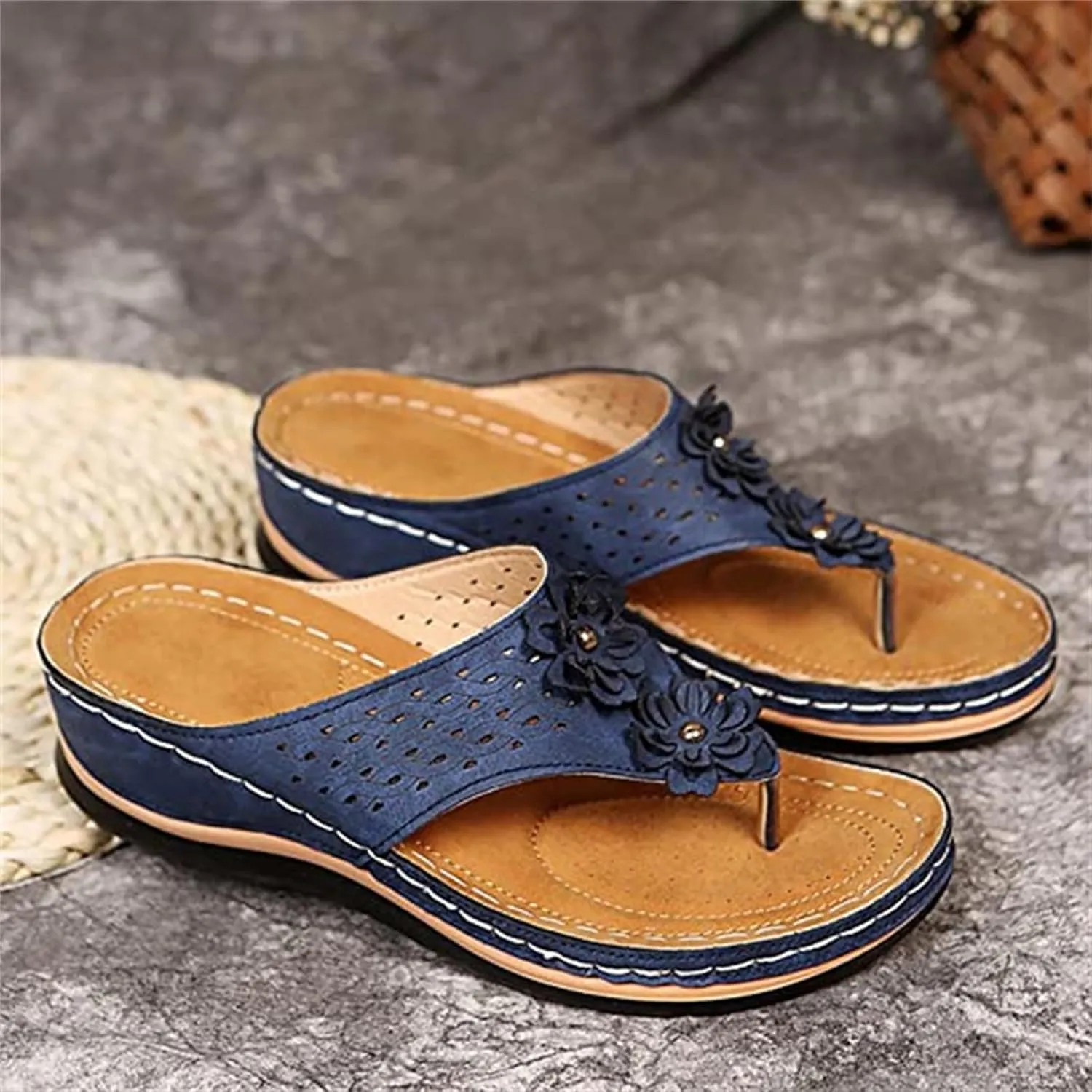 Ladmiple Women's Sandals Comfortable With Arch Support Orthopedic Thong Flip Flops Soft Summer Shoes Dressy Orthotic Slides