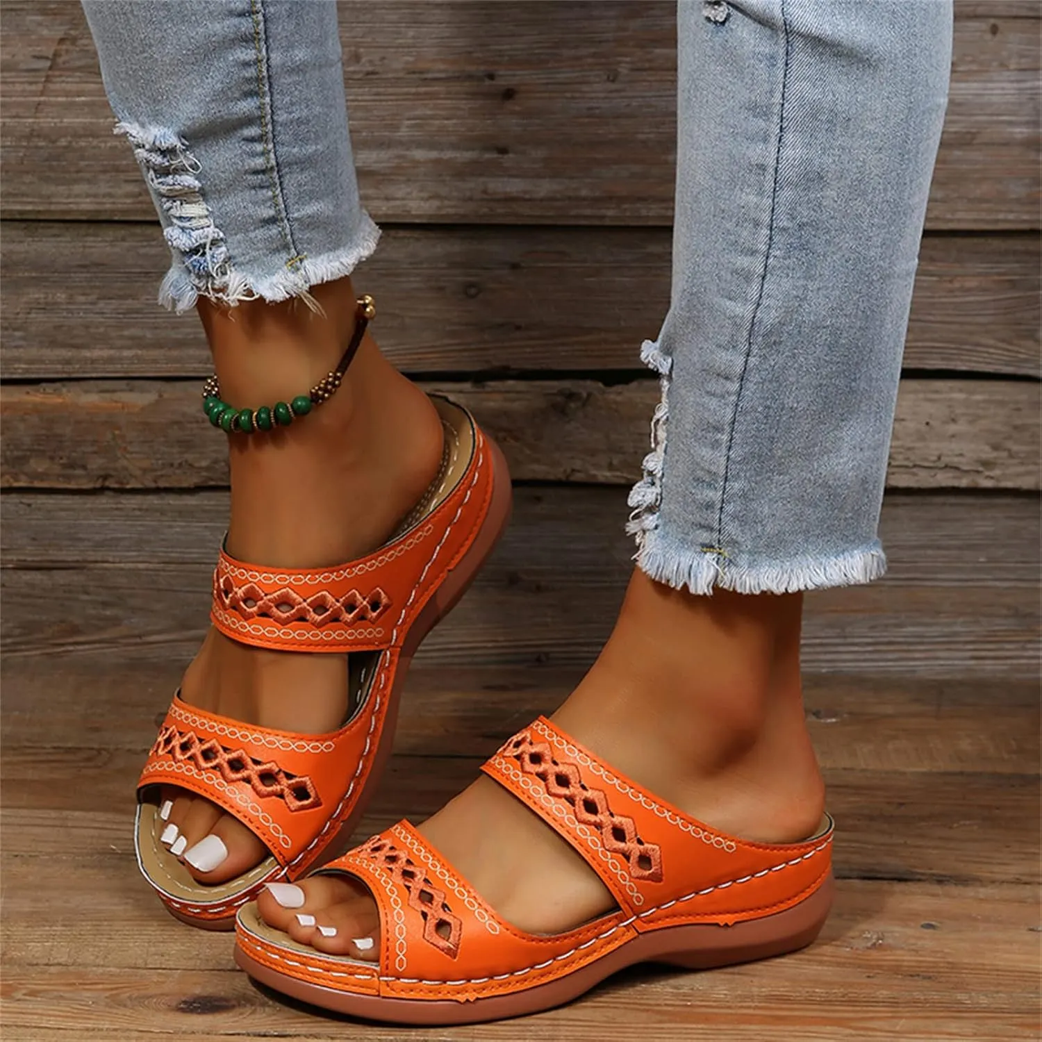 Ladmiple Womens Sandals Dressy Comfortable Arch Support Orthopedic Flip Flops Summer Casual Walking Orthotic Slides 2024