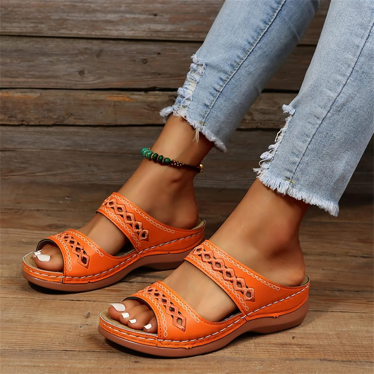 Ladmiple Womens Sandals Dressy Comfortable Arch Support Orthopedic Flip Flops Summer Casual Walking Orthotic Slides 2024