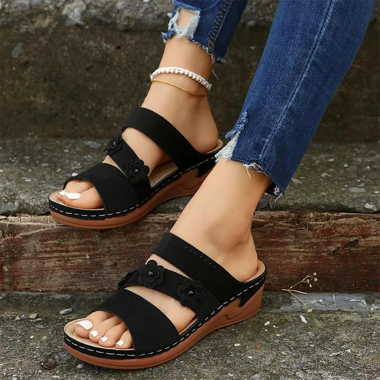 Ladmiple Womens Sandals Dressy Flat Comfortable Fashion Orthotic Slides Orthopedic Flip Flops Slippers With Arch Support