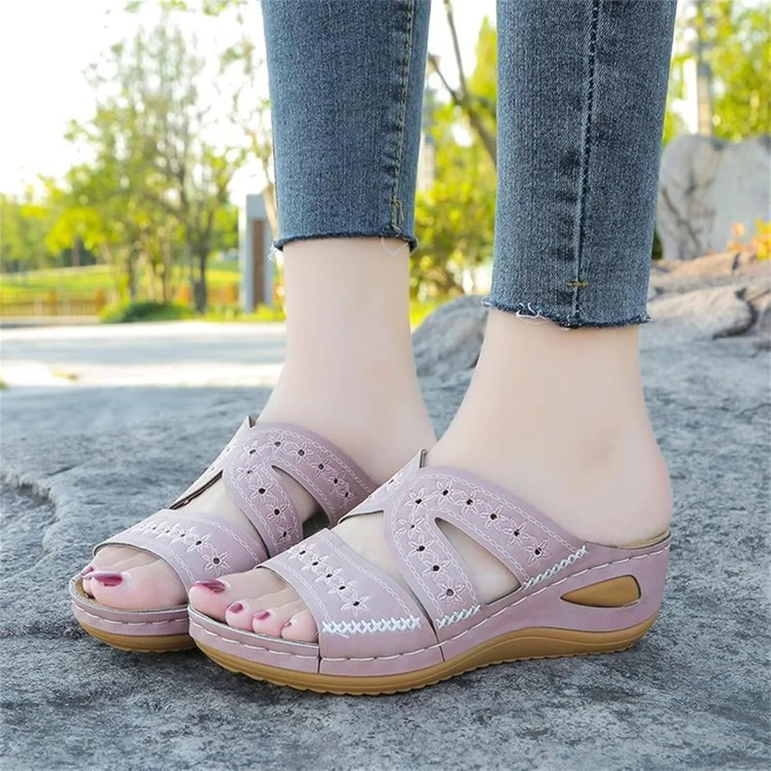 Ladmiple Womens Sandals Dressy Flat Comfortable Fashion Orthotic Slides Orthopedic Flip Flops Slippers With Arch Support