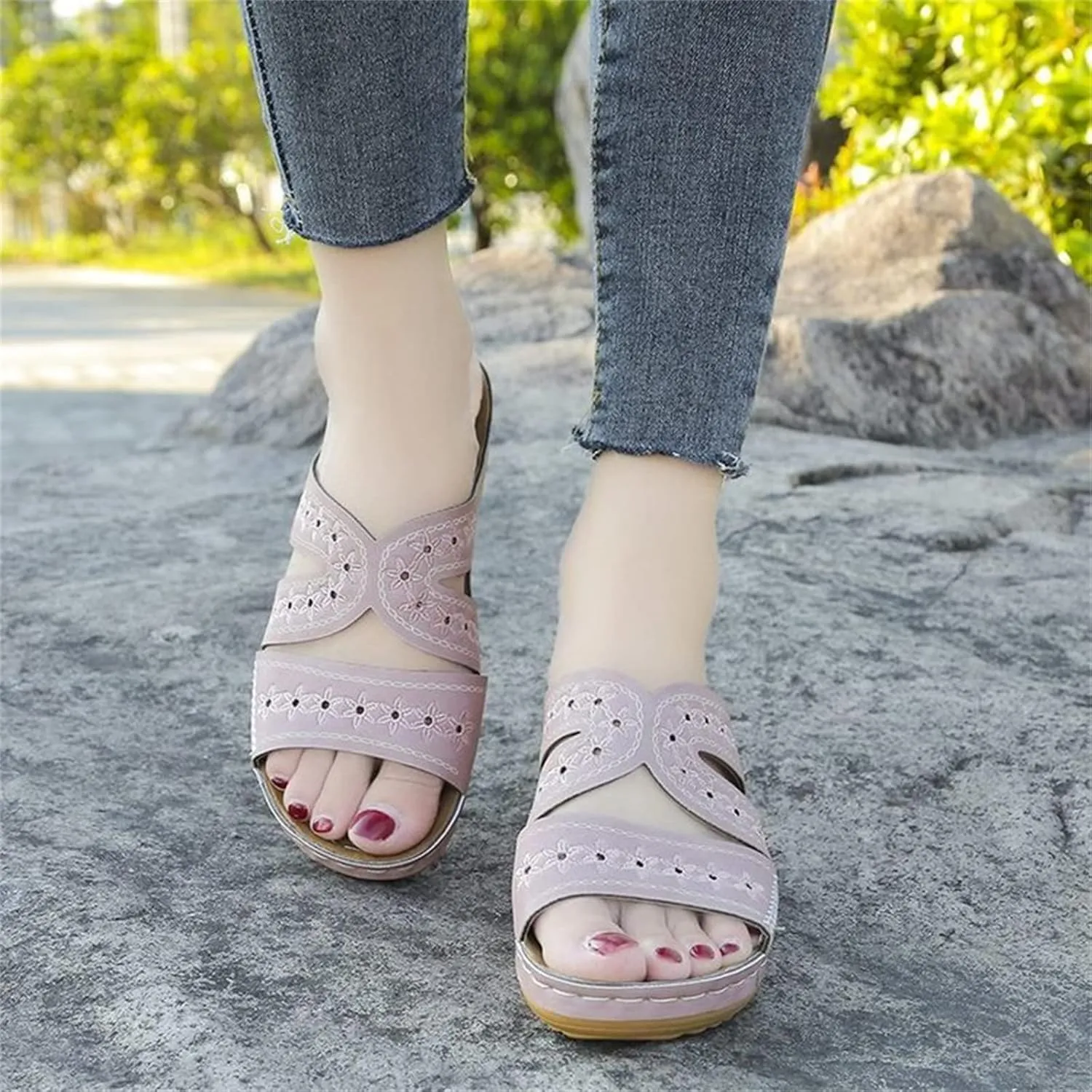 Ladmiple Womens Sandals Dressy Flat Comfortable Fashion Orthotic Slides Orthopedic Flip Flops Slippers With Arch Support