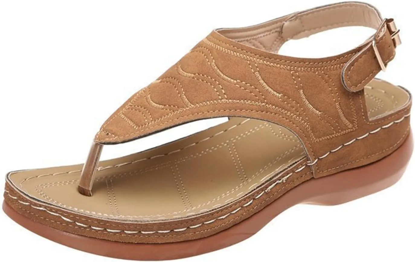 Ladmiple Women's Sandals Wedge Heel Orthotic Slides Comfortable Dressy Summer Orthopedic Thong Flip Flops with Arch Support