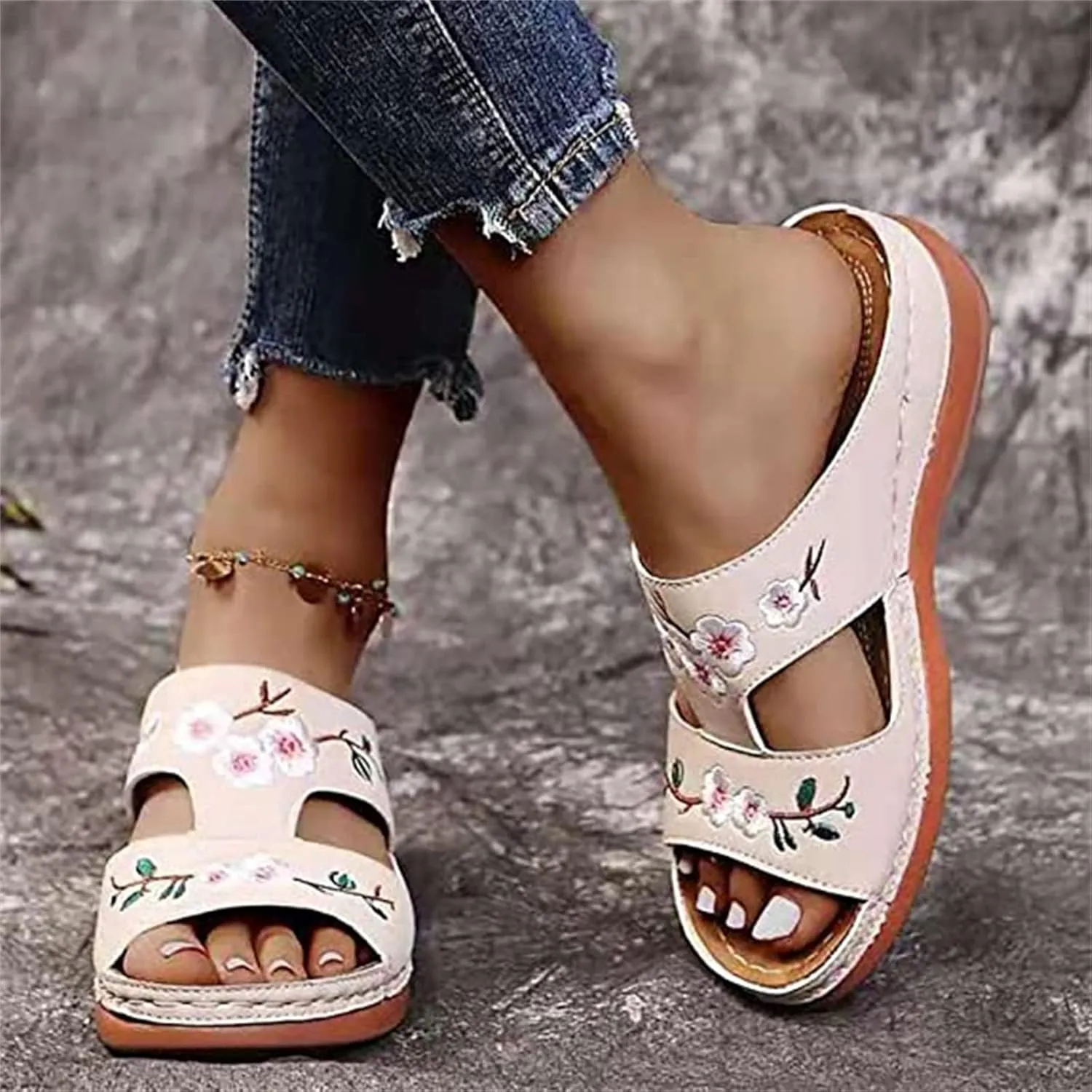 Ladmiple Womens Sandals With Arch Support Dressy Orthotic Slides Comfortable Orthopedic Walking Flip Flops Beach Summer Shoes
