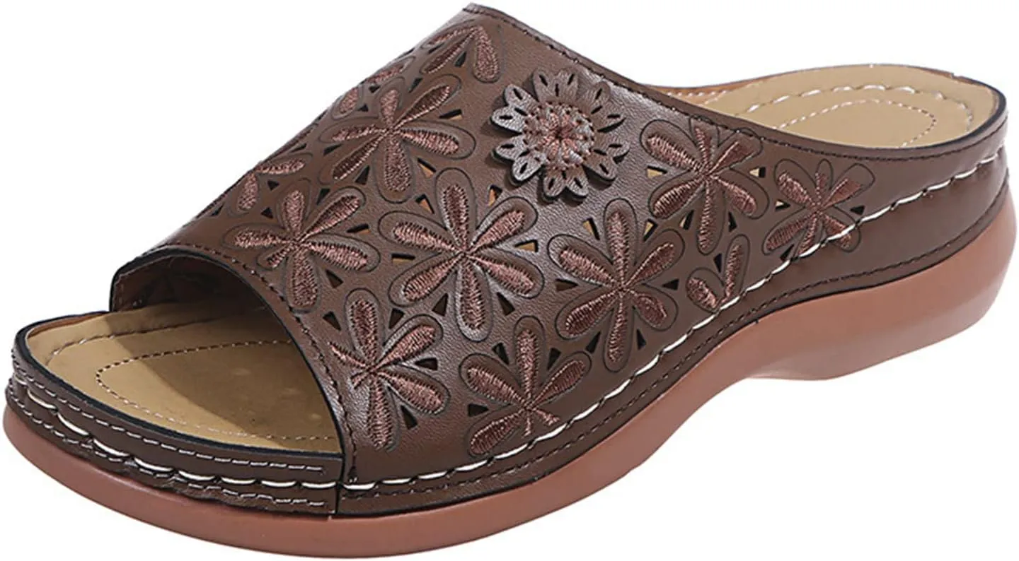 Ladmiple Women's Sandals With Arch Support Orthotic Plantar Fasciitis Comfortable Orthopedic Slides Flips Flops for Flat feet