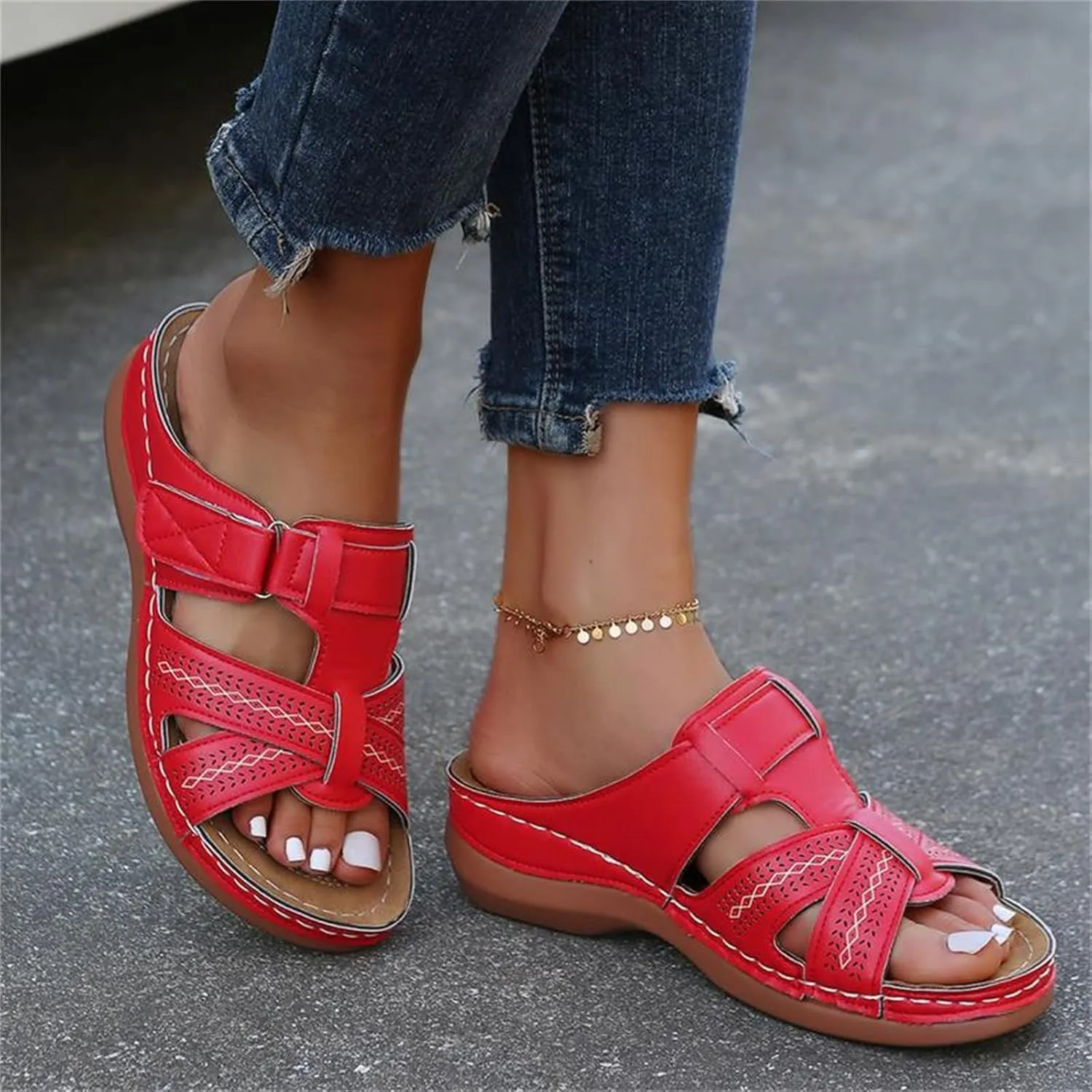 Ladmiple Womens Sandals With Arch Support Plantar Fasciitis Comfortable Orthotic Flip Flops Dressy Summer Orthopedic Slides