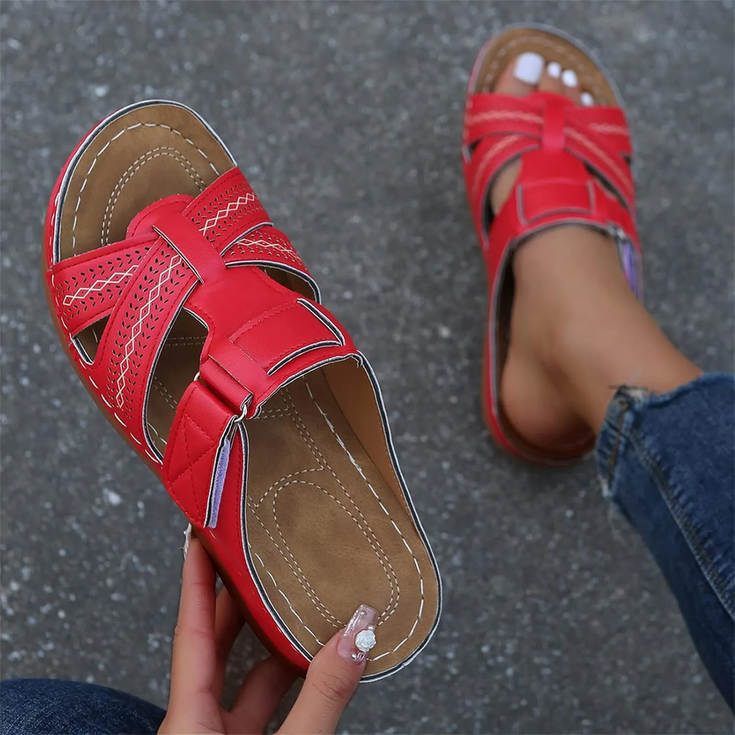 Ladmiple Womens Sandals With Arch Support Plantar Fasciitis Comfortable Orthotic Flip Flops Dressy Summer Orthopedic Slides