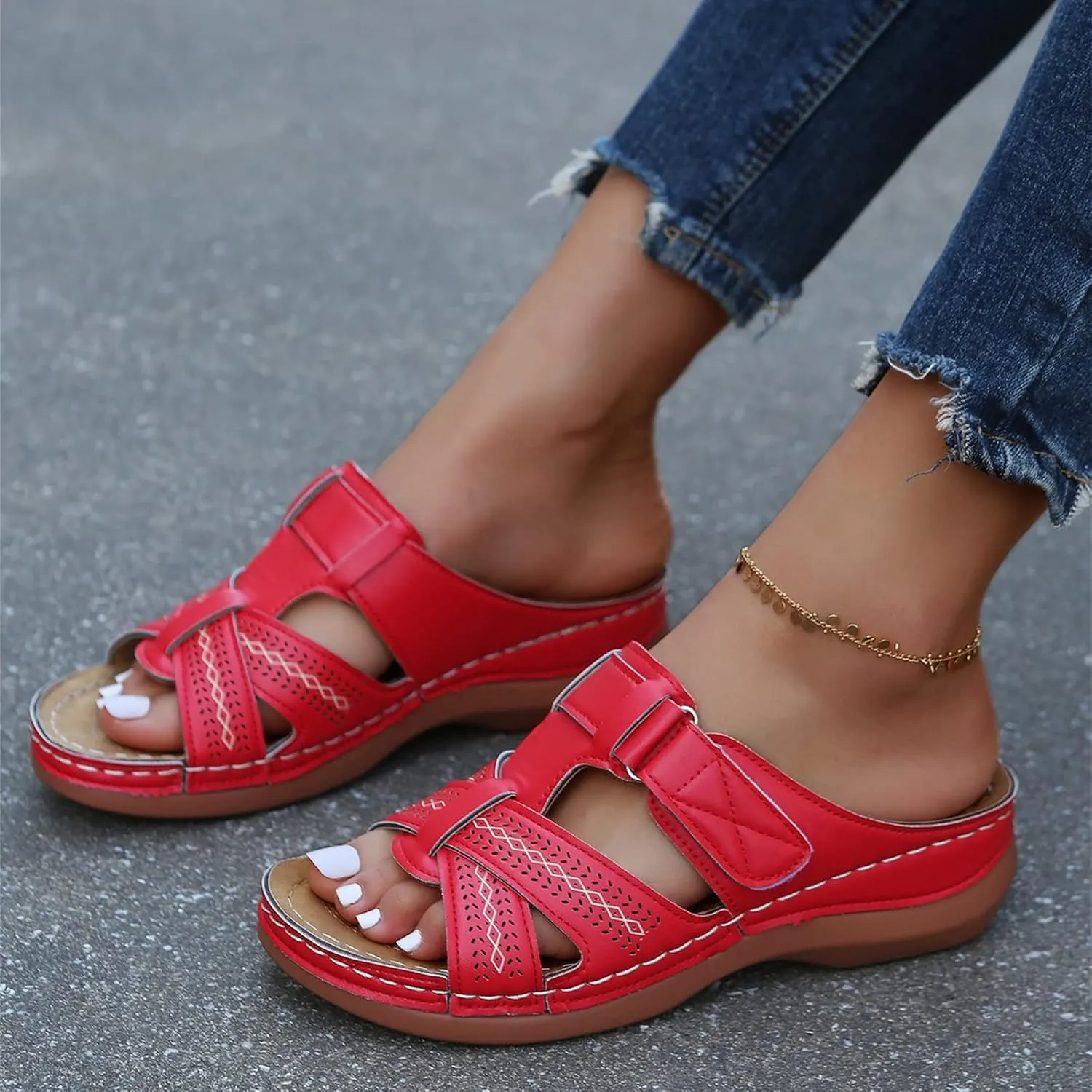 Ladmiple Womens Sandals With Arch Support Plantar Fasciitis Comfortable Orthotic Flip Flops Dressy Summer Orthopedic Slides
