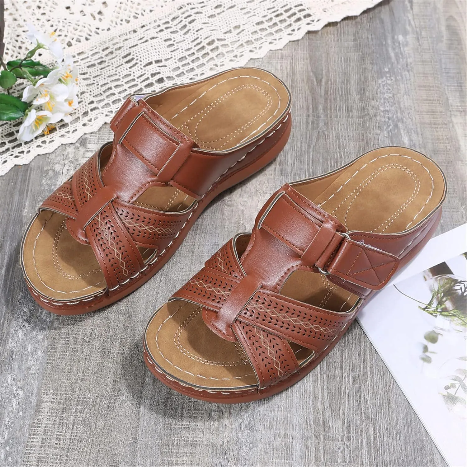 Ladmiple Womens Sandals With Arch Support Plantar Fasciitis Comfortable Orthotic Flip Flops Dressy Summer Orthopedic Slides