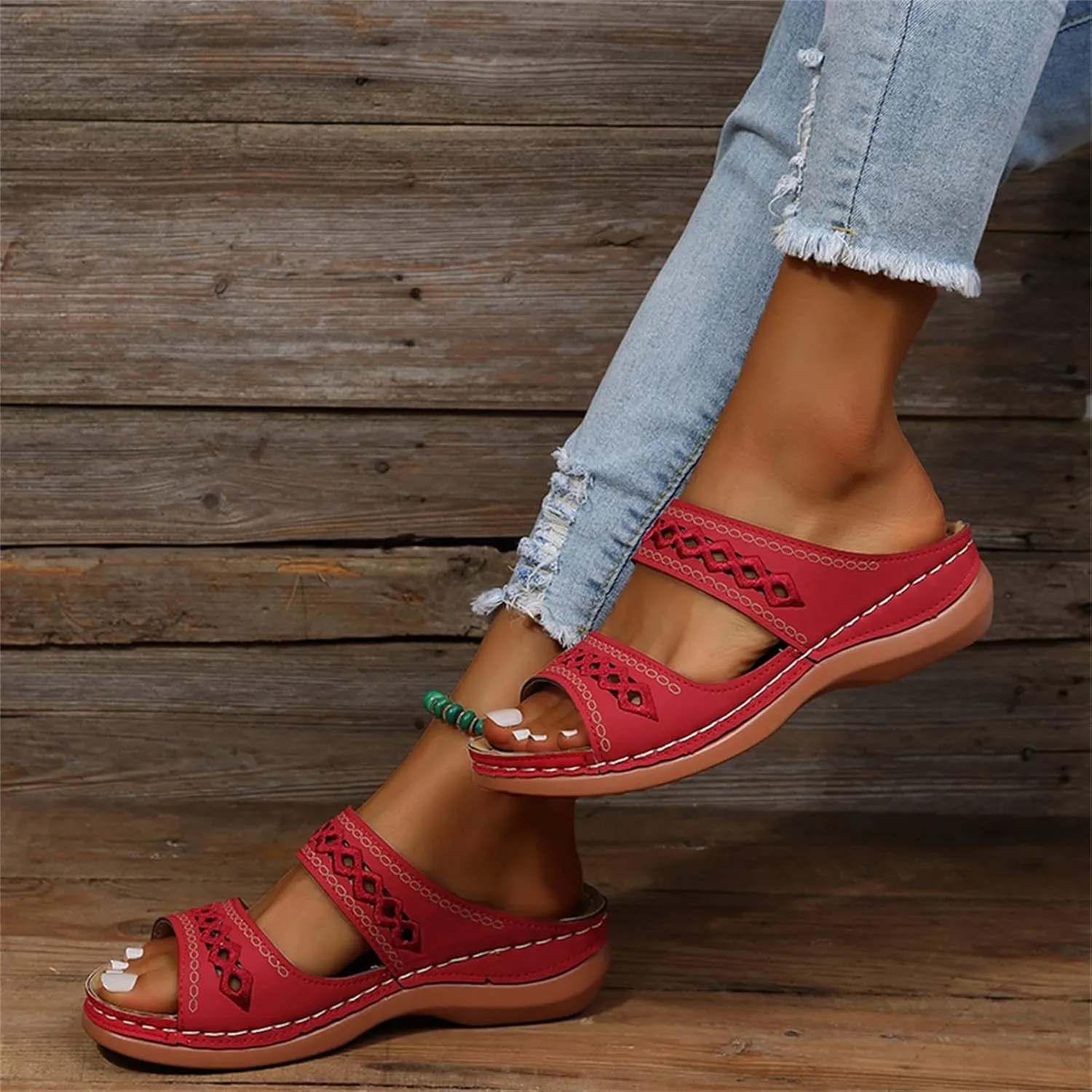 Ladmiple Womens Sandals With Arch Support Plantar Fasciitis Orthopedic Slides Slippers Comfort Summer Orthotic Flip Flops