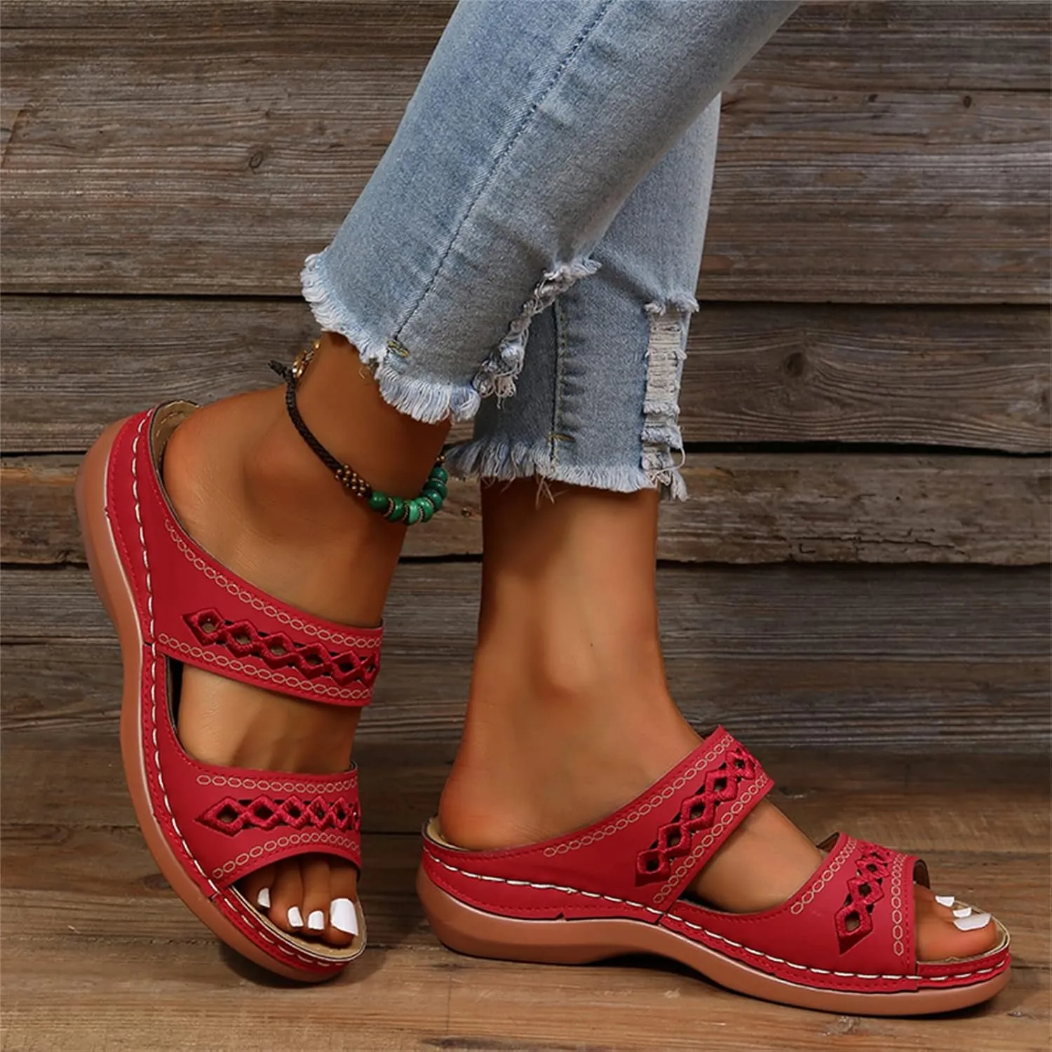 Ladmiple Womens Sandals With Arch Support Plantar Fasciitis Orthopedic Slides Slippers Comfort Summer Orthotic Flip Flops
