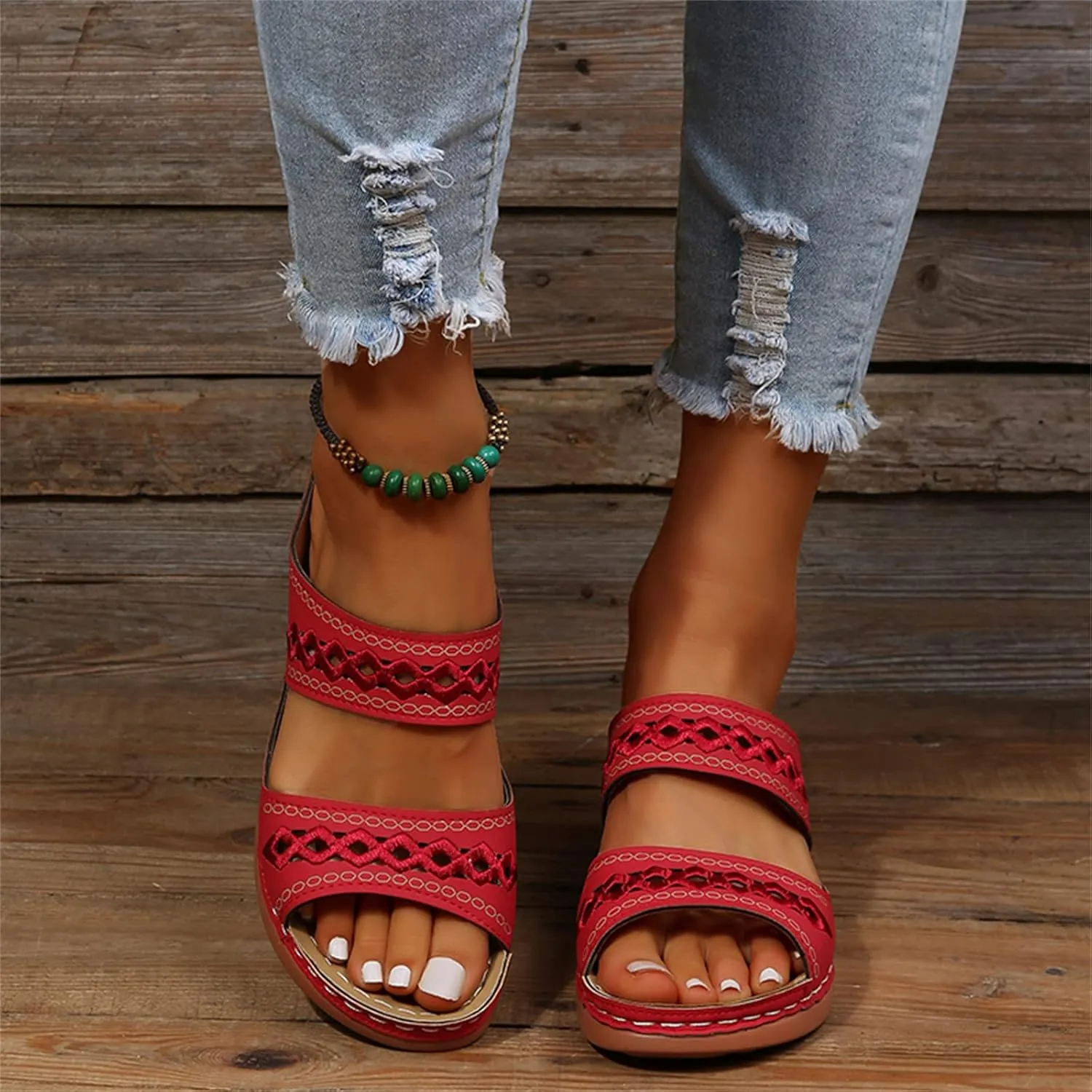 Ladmiple Womens Sandals With Arch Support Plantar Fasciitis Orthopedic Slides Slippers Comfort Summer Orthotic Flip Flops