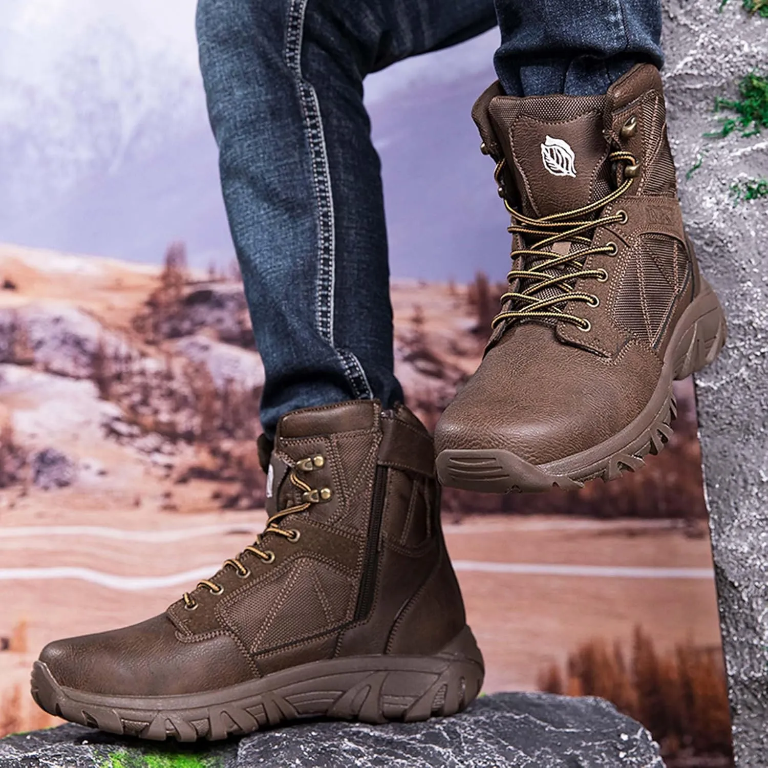 Large Size Outdoor Men's Hiking Shoes, Anti Slip and Waterproof Shoes, Hiking Shoes, Off-Road Shoes, Sports Shoes, Casual Shoes, Steel Toe Shoes, Field Training Military Boots