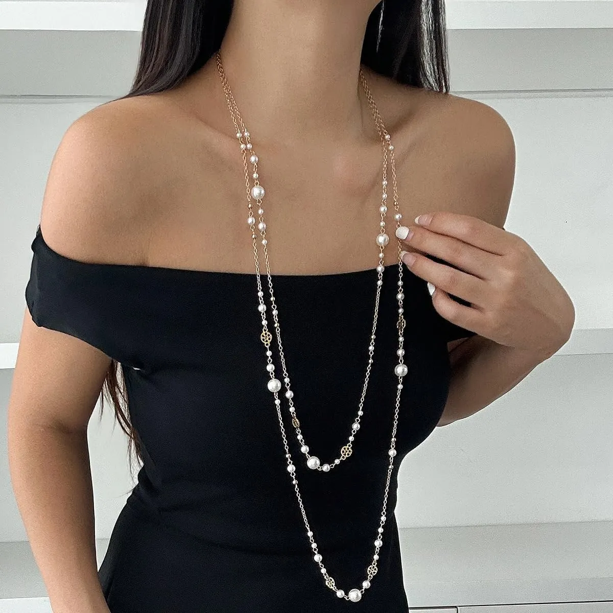 Layered Long Necklaces Long Beaded Chain Necklace Multilayer Tassel Necklaces Costume Jewelry Gifts