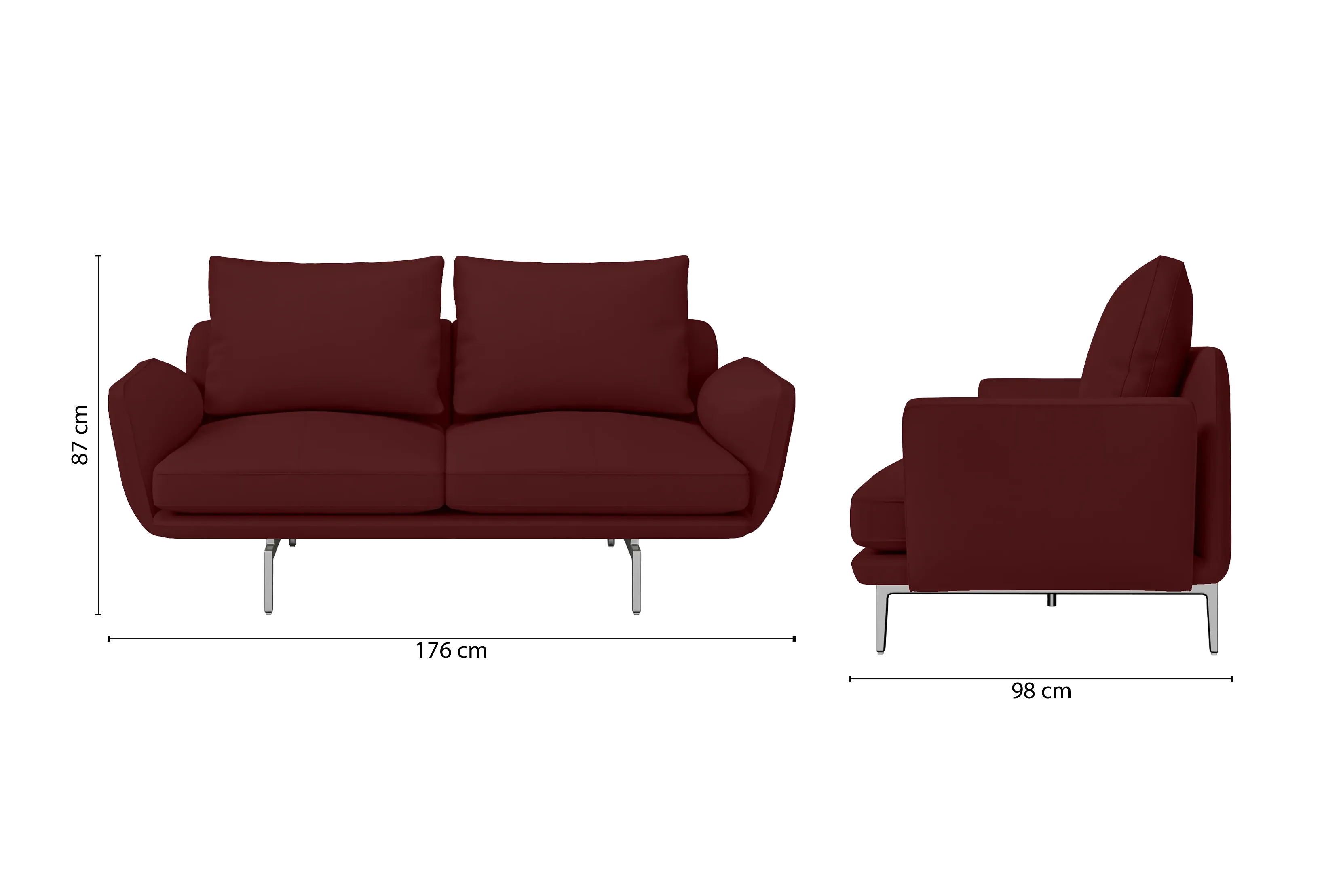 Legnano 2 Seater Sofa Red Leather