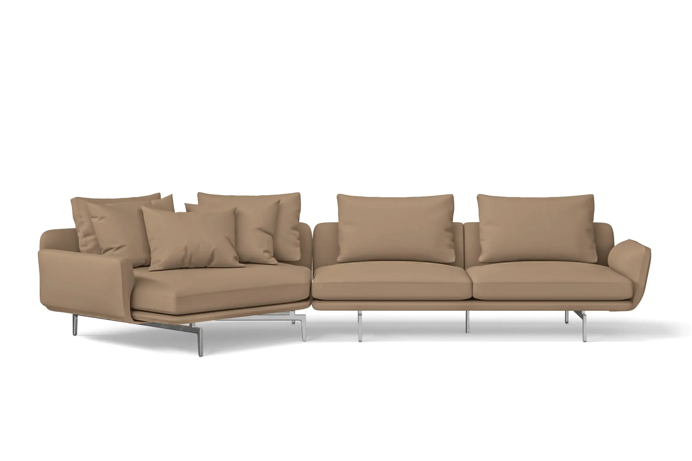 Legnano 4 Seater Left Hand Facing Chaise Lounge Corner Sofa Stone Leather