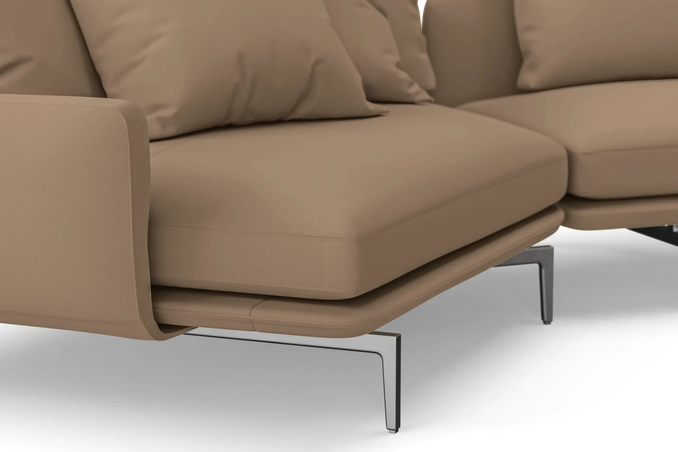 Legnano 4 Seater Left Hand Facing Chaise Lounge Corner Sofa Stone Leather